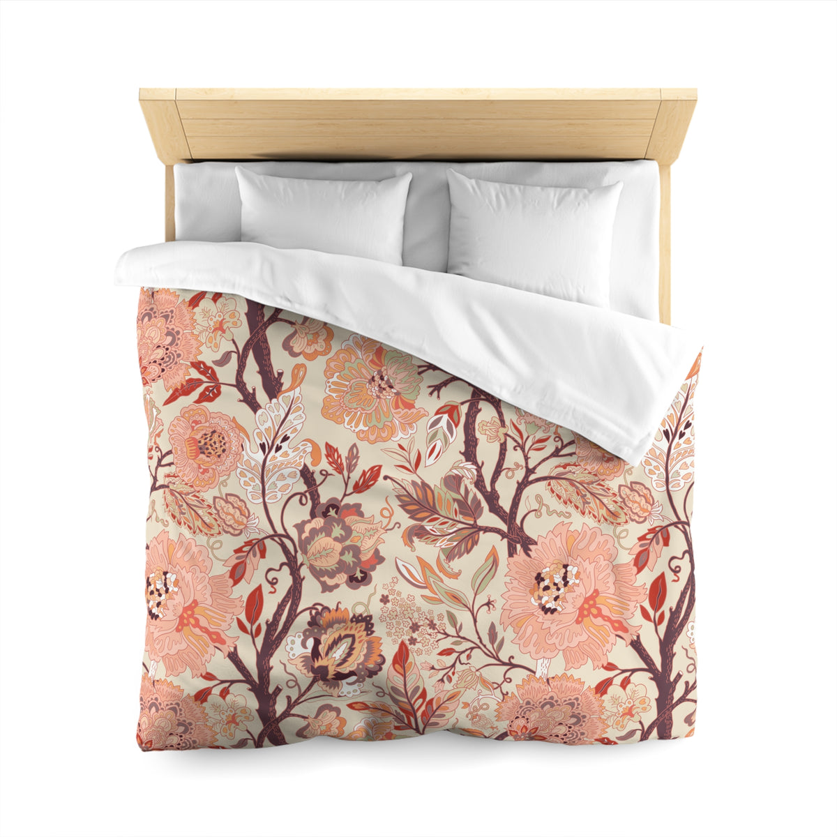 Jacobean Floral Duvet Cover | Peach Terracotta Plum Cream