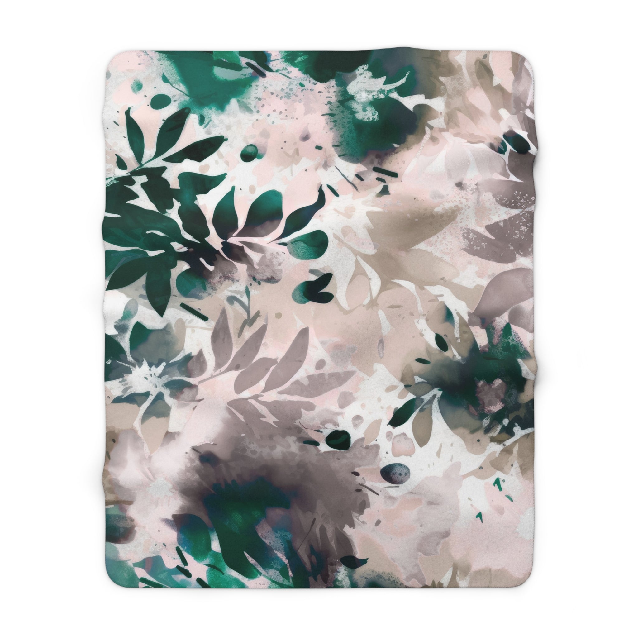 Floral Throw Blanket | Blush Pink Beige Green Watercolor