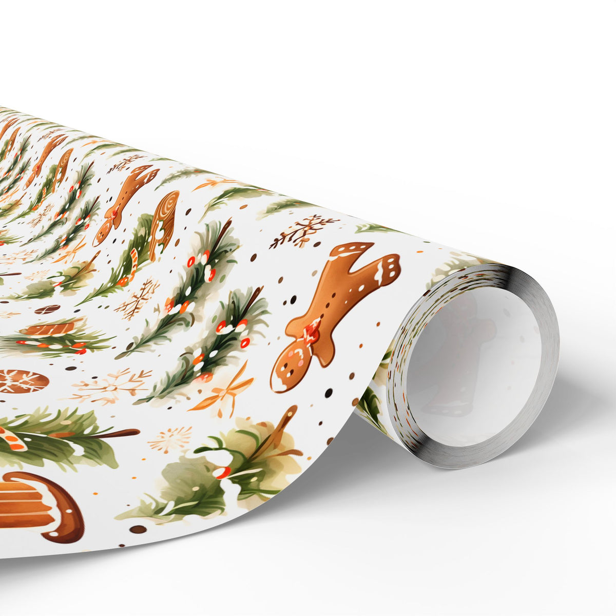 Gingerbread Man Snowy Tree Christmas Wrapping Paper, Gift Wrap
