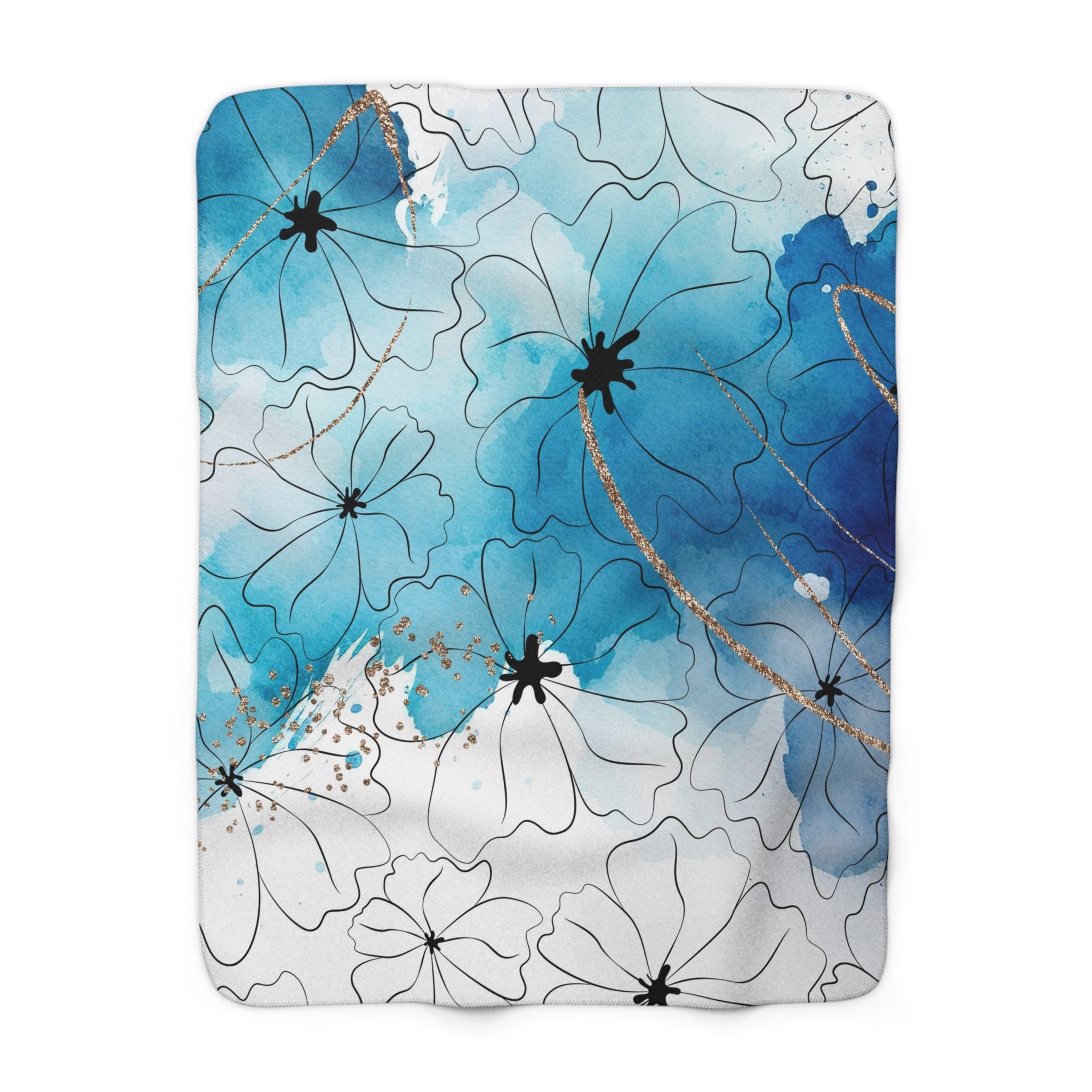 Abstract Throw Blanket | Teal Blue Ombre White Black