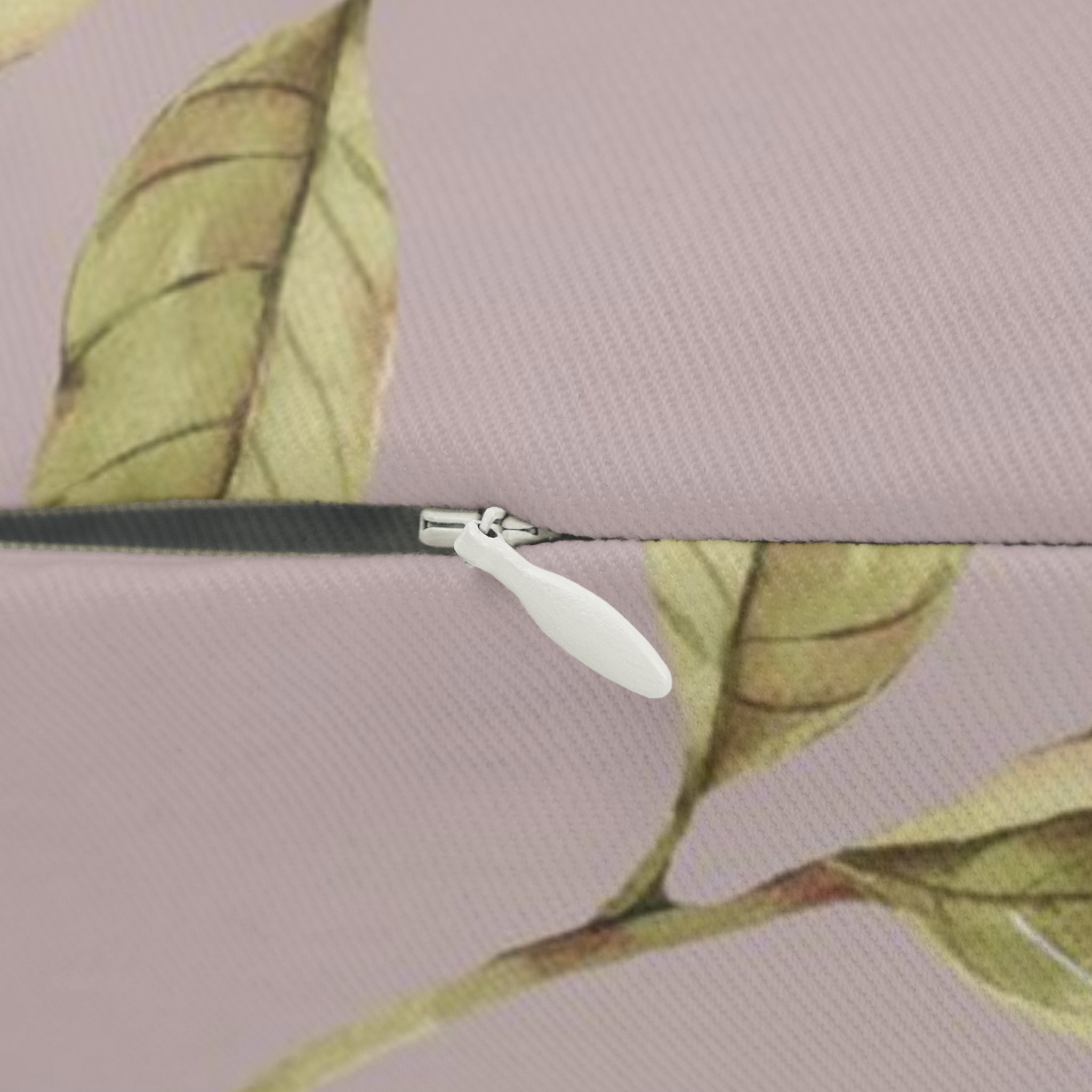 Floral Lumbar Pillow | Green Leaves, Blush Pink Beige