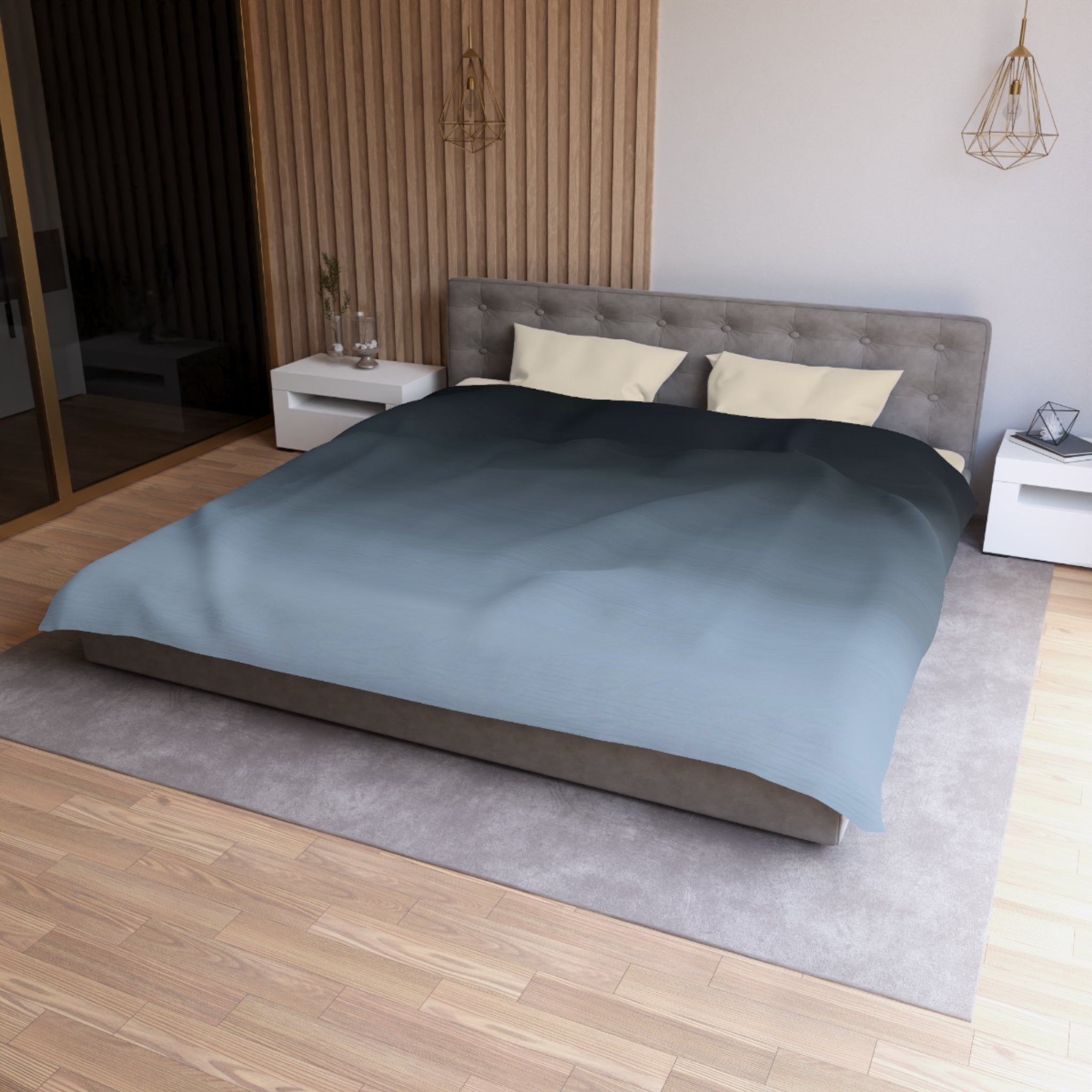 Abstract Duvet Cover | Navy Sky Blue, Ombre | Bedroom Decor