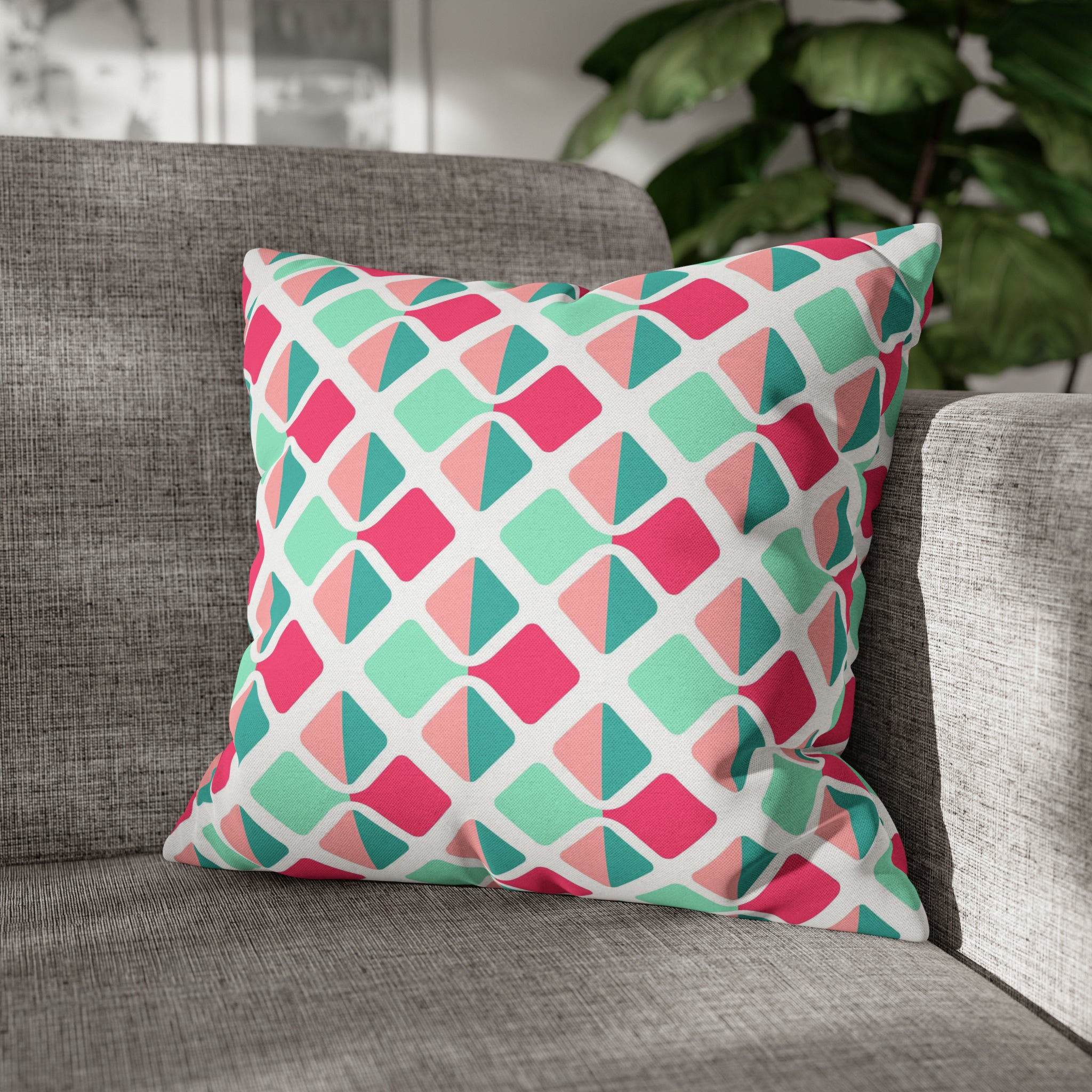 Modern Abstract Pillow Cover | Magenta Pink, Mint Green