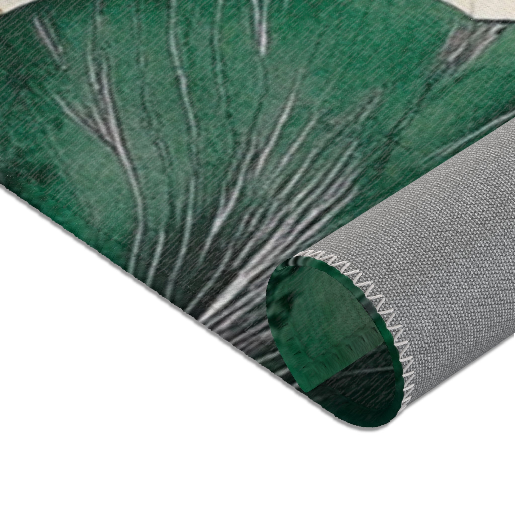 Floral Large Area Rug | Green Gingko Leaves Watercolor Rug