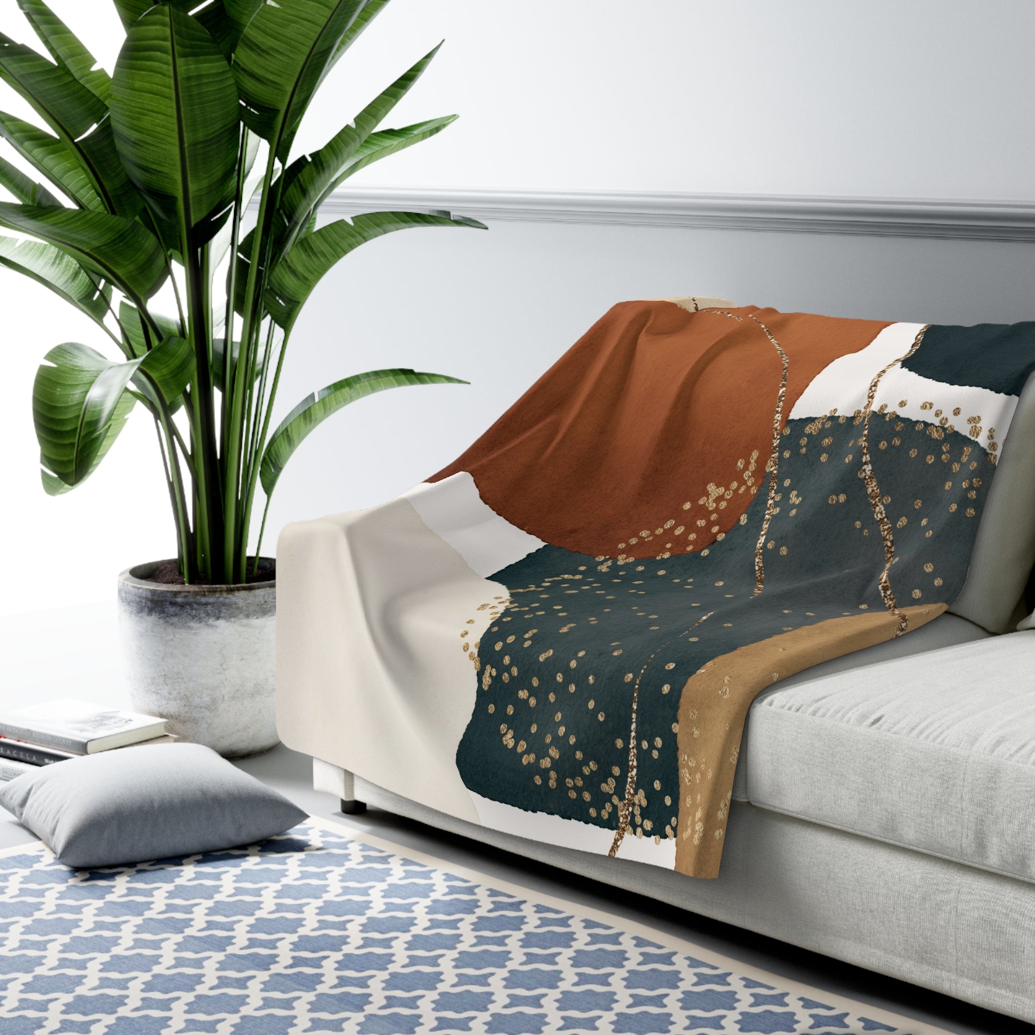 Abstract Throw Blanket | Dark Muted Earthy