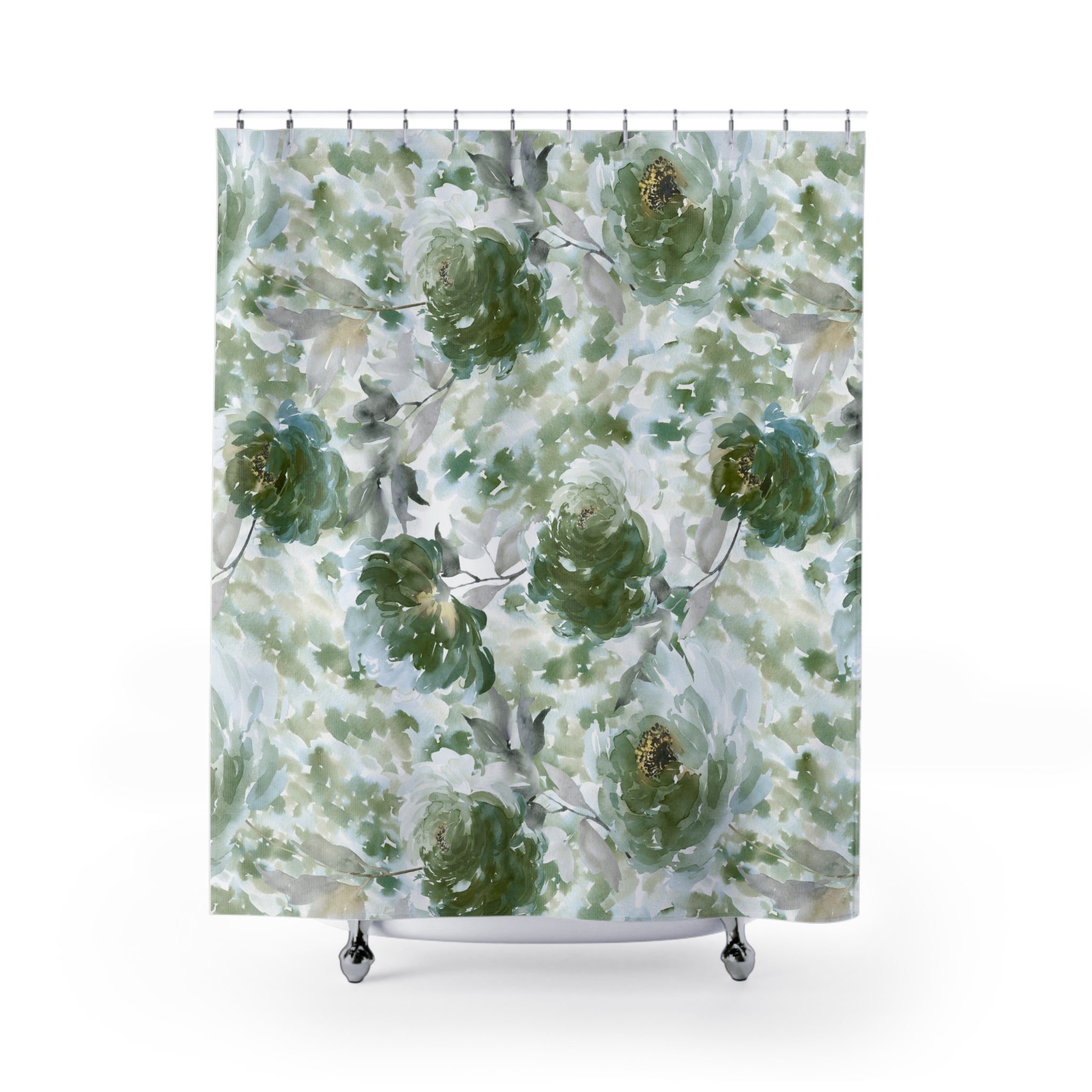 Floral Shower Curtain | Sage Green Bathroom Decor