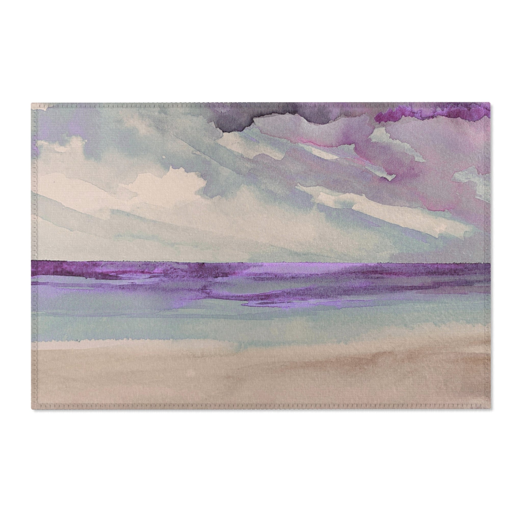 Abstract Area Rug | Beige Blue Purple Sky