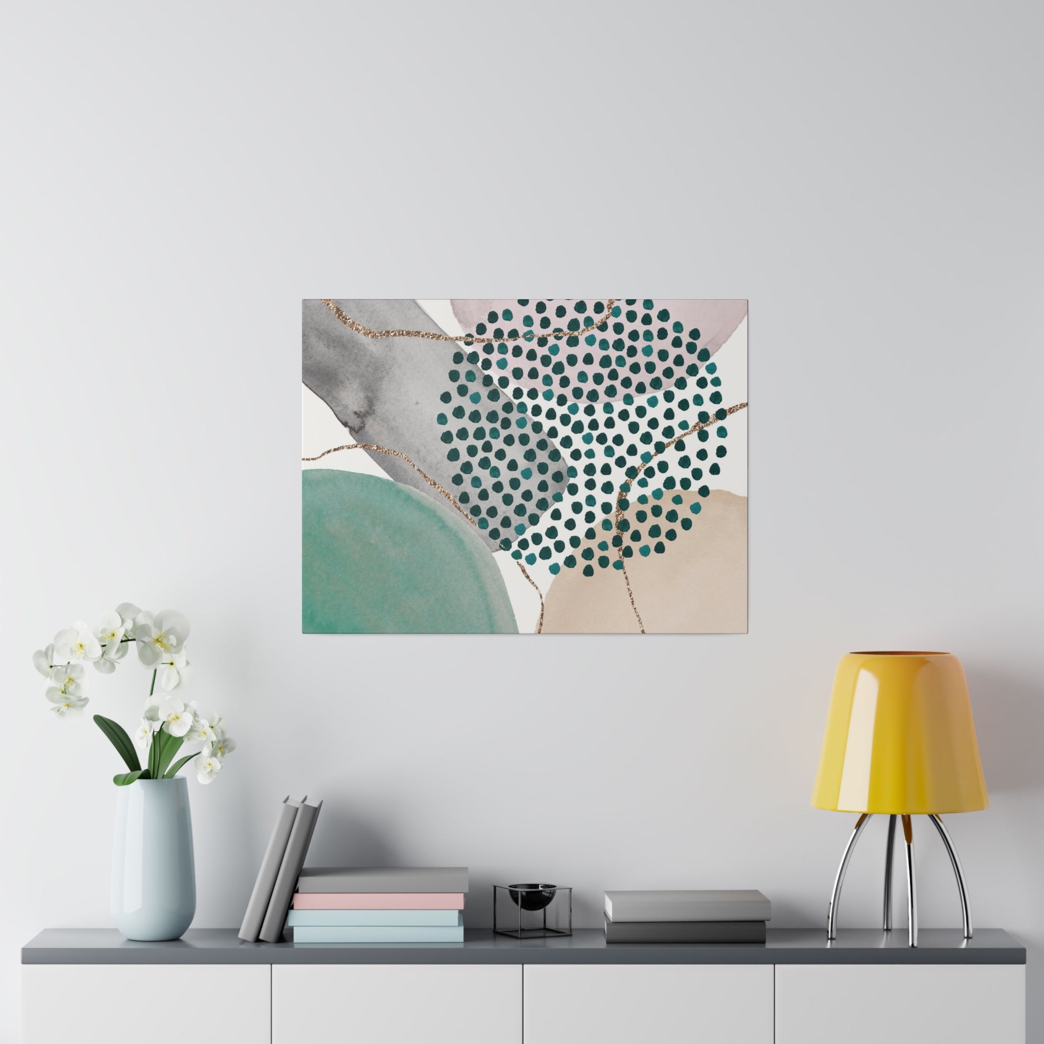 Abstract Artwork | Canvas Wall Art | Pastel Green Blue Beige