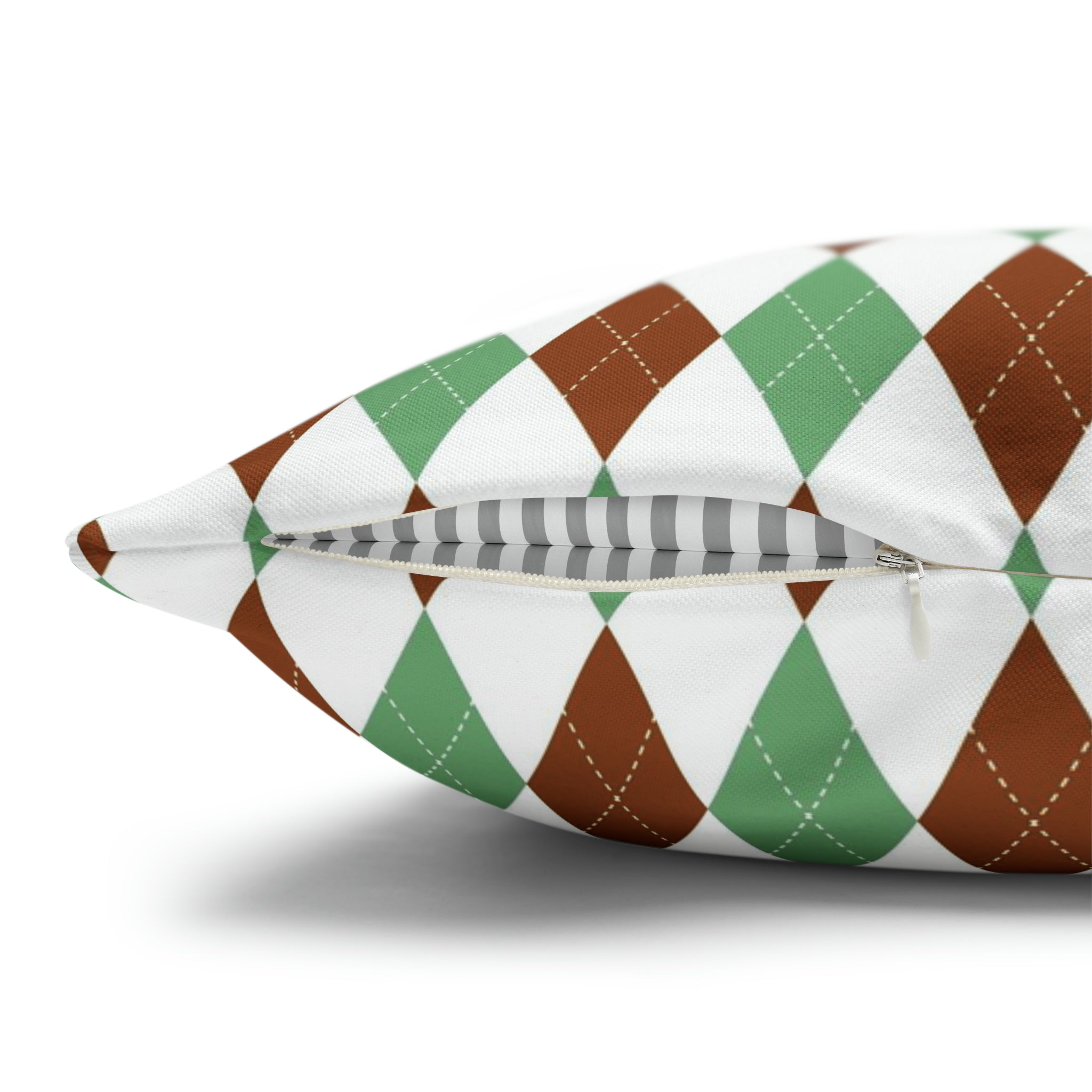 Argyle Pillow Cover | Diamond Checkered, Sage Green Brown