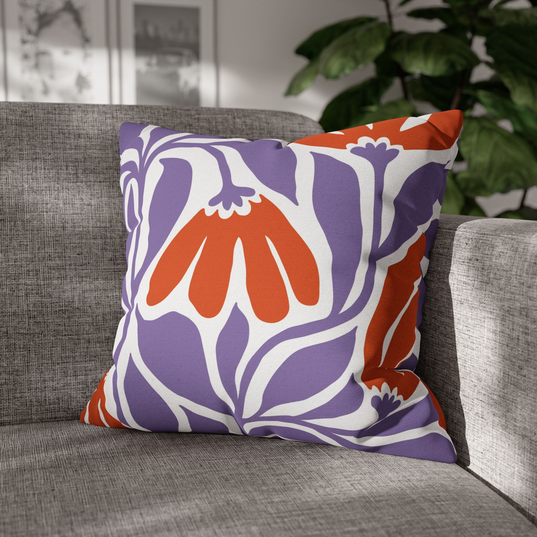 Abstract Pillow Cover | Purple Red White Matisse Minimalist Art