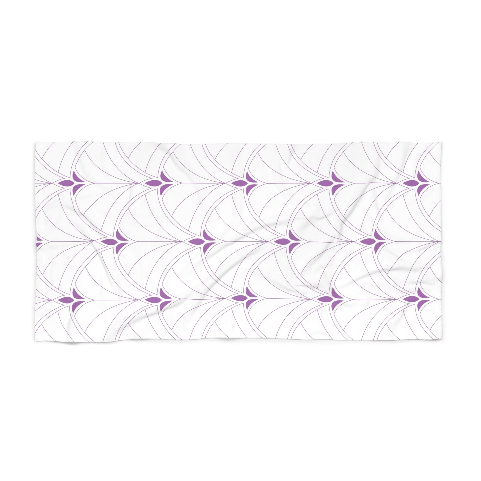 Bath, Beach Towel | Art Deco White Lavender Purple