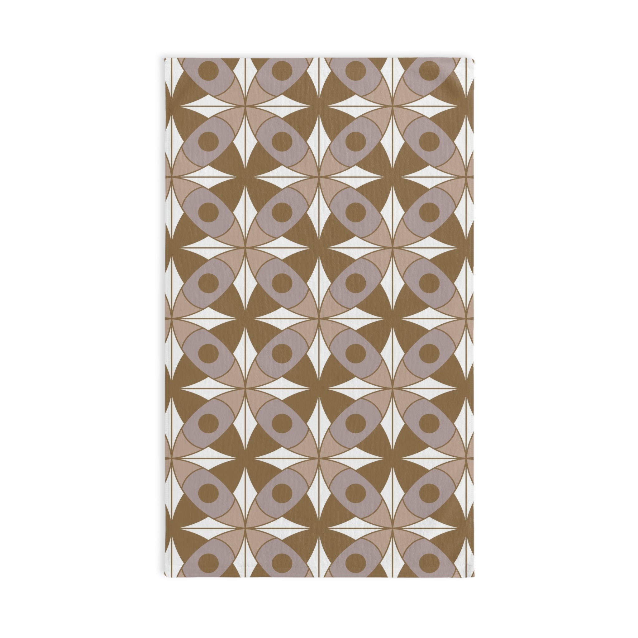 Retro Kitchen, Bath Hand Towel | Vintage Art Deco, Nouveau Taupe Beige, Grey