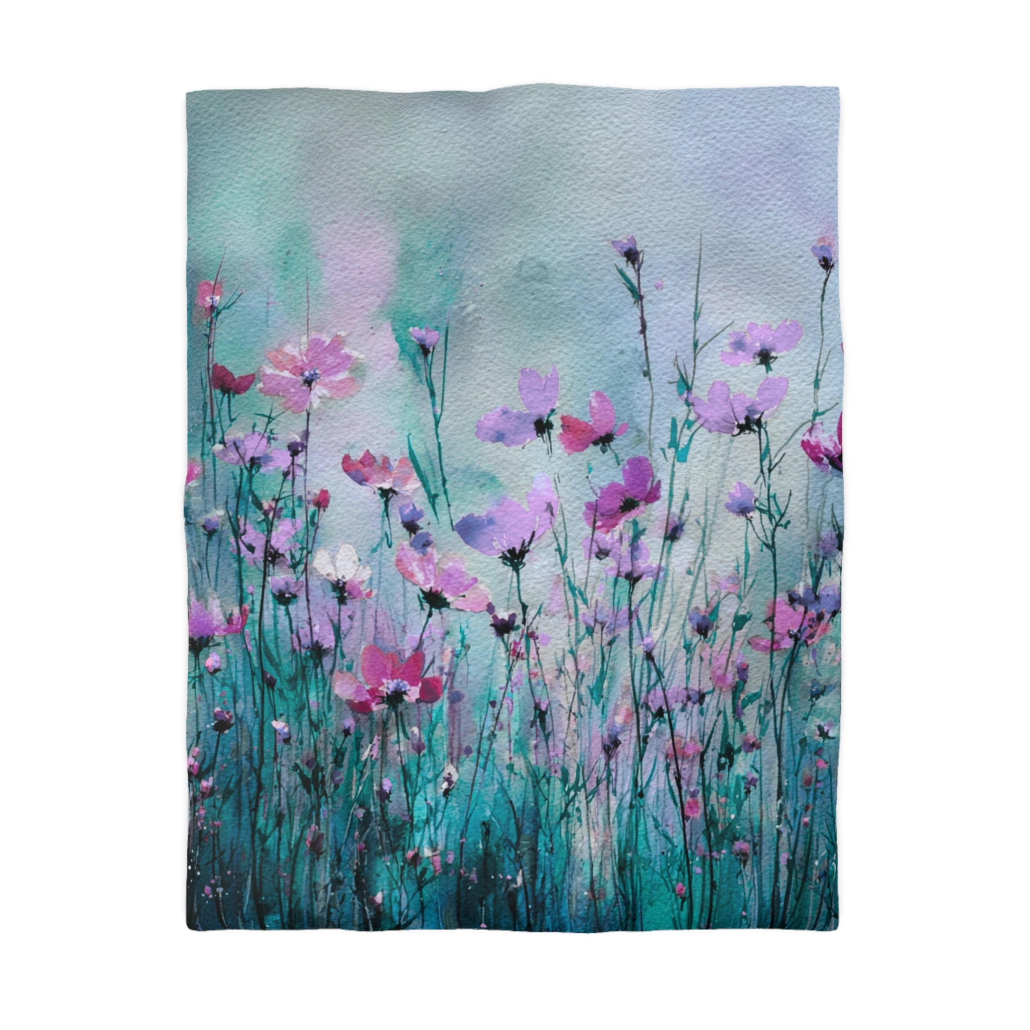 Floral Duvet, Pillow Cover | Teal Blue Bedroom Decor
