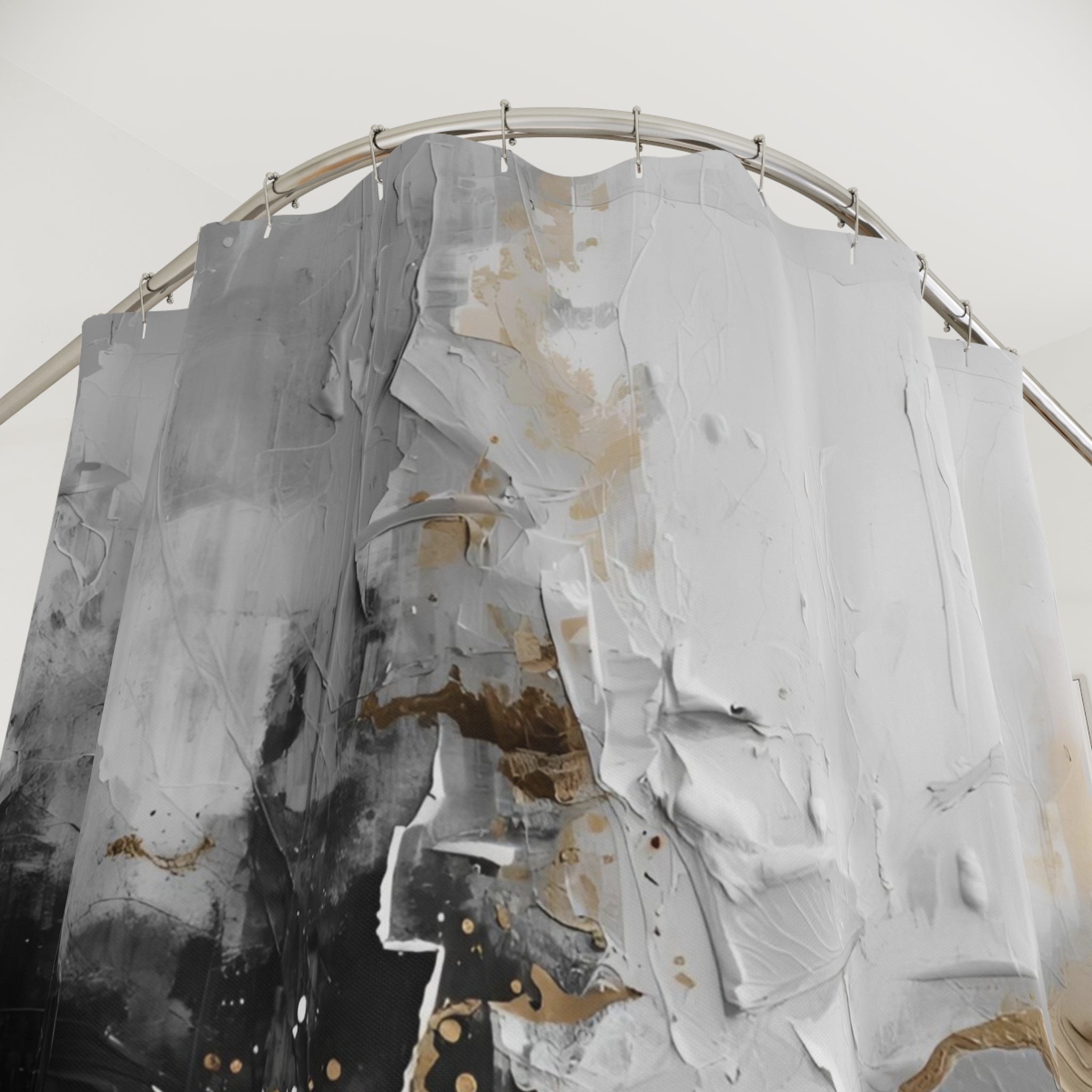 Black & White Shower Curtain | Grey Rustic Abstract Watercolor