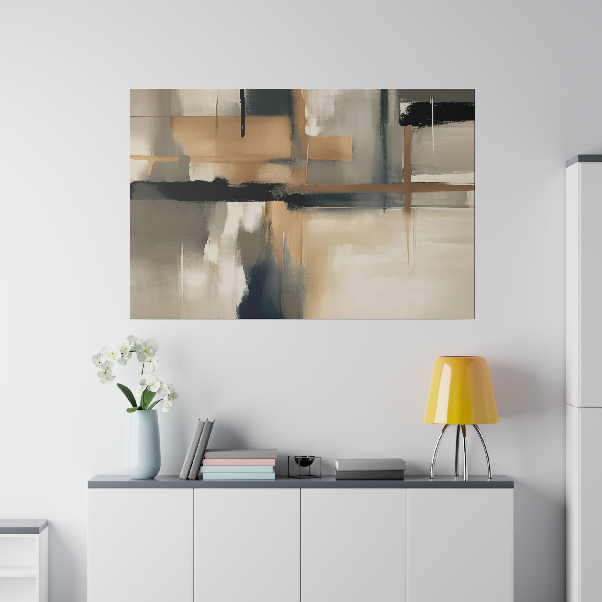 Canvas Wall Art | Earthy Beige Black Taupe Wall Artwork