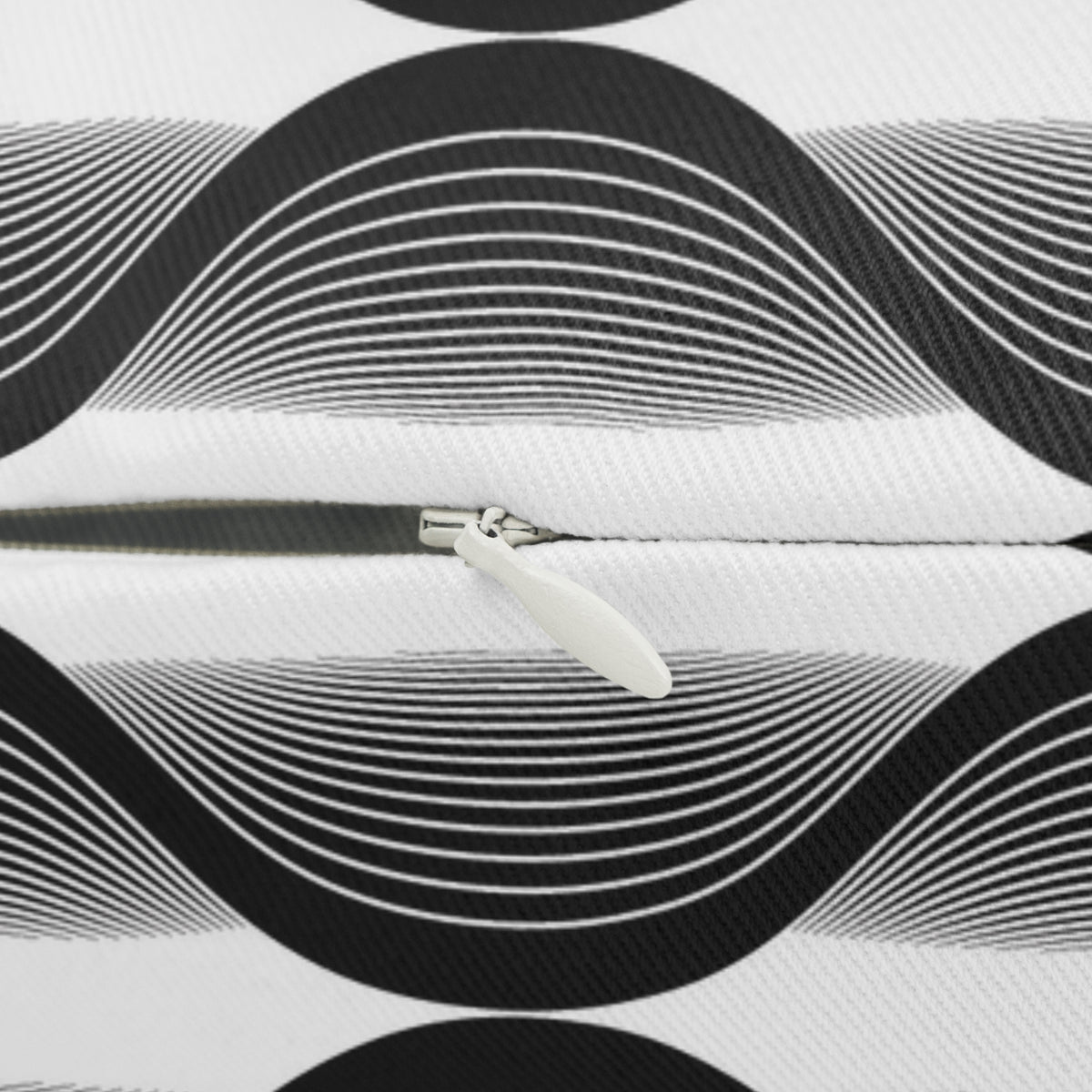 Black White Deco Wave Lumbar Pillow 14x20, Op Art Accent Pillow