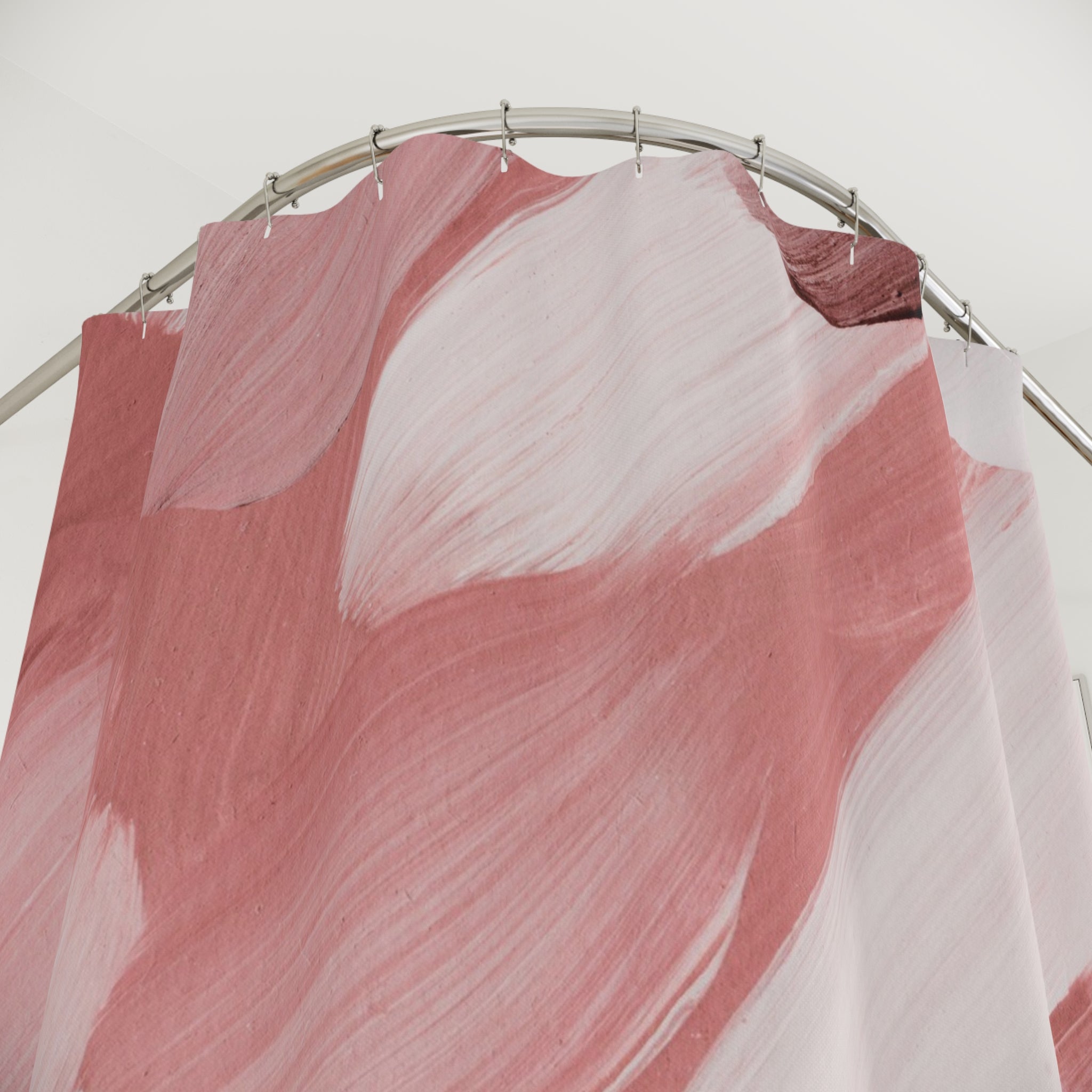Abstract Shower Curtain | Blush Rose Pink, White Watercolor