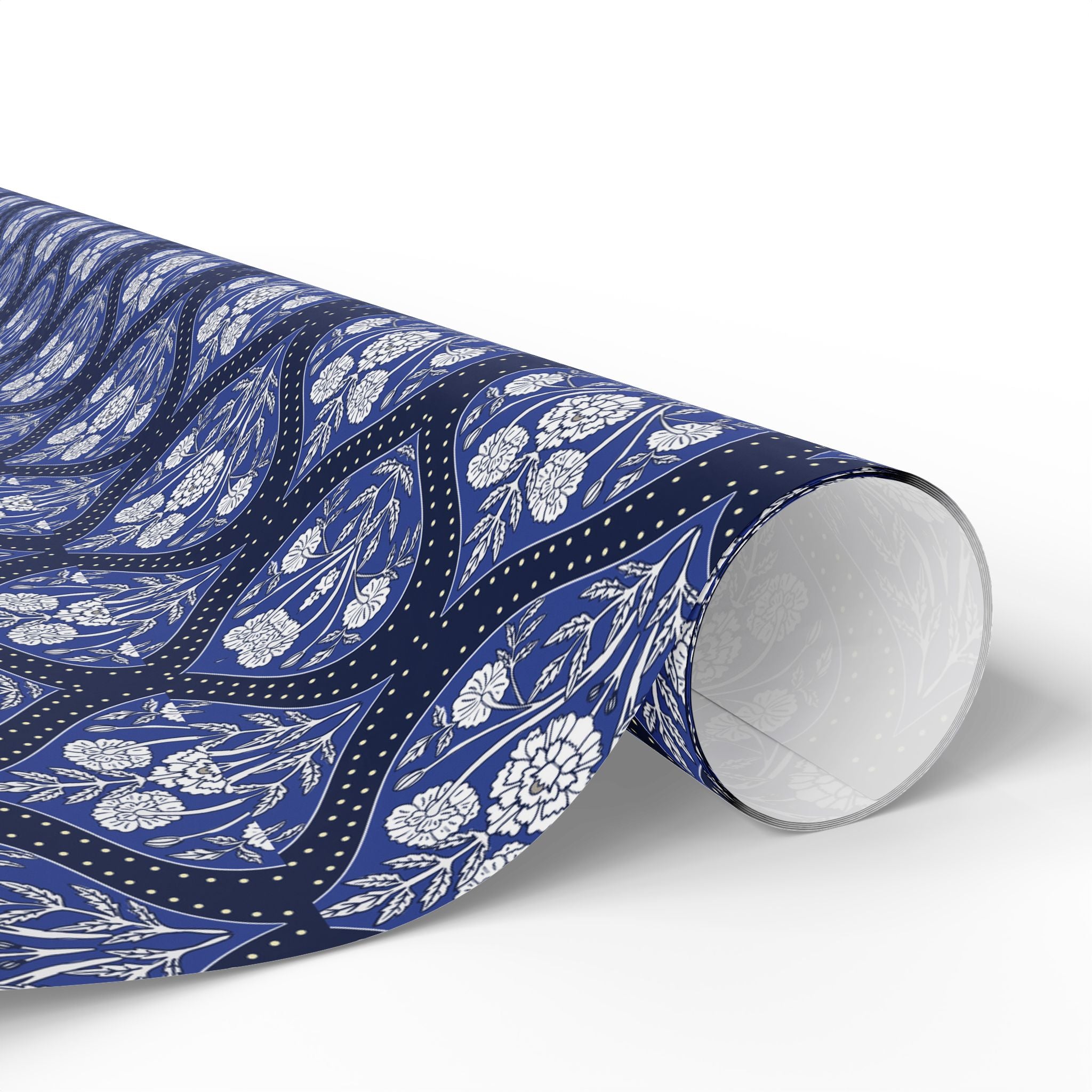 Elegant Wrapping Paper | Vintage Blue White Floral Gift Wrap for the Holidays, Birthdays