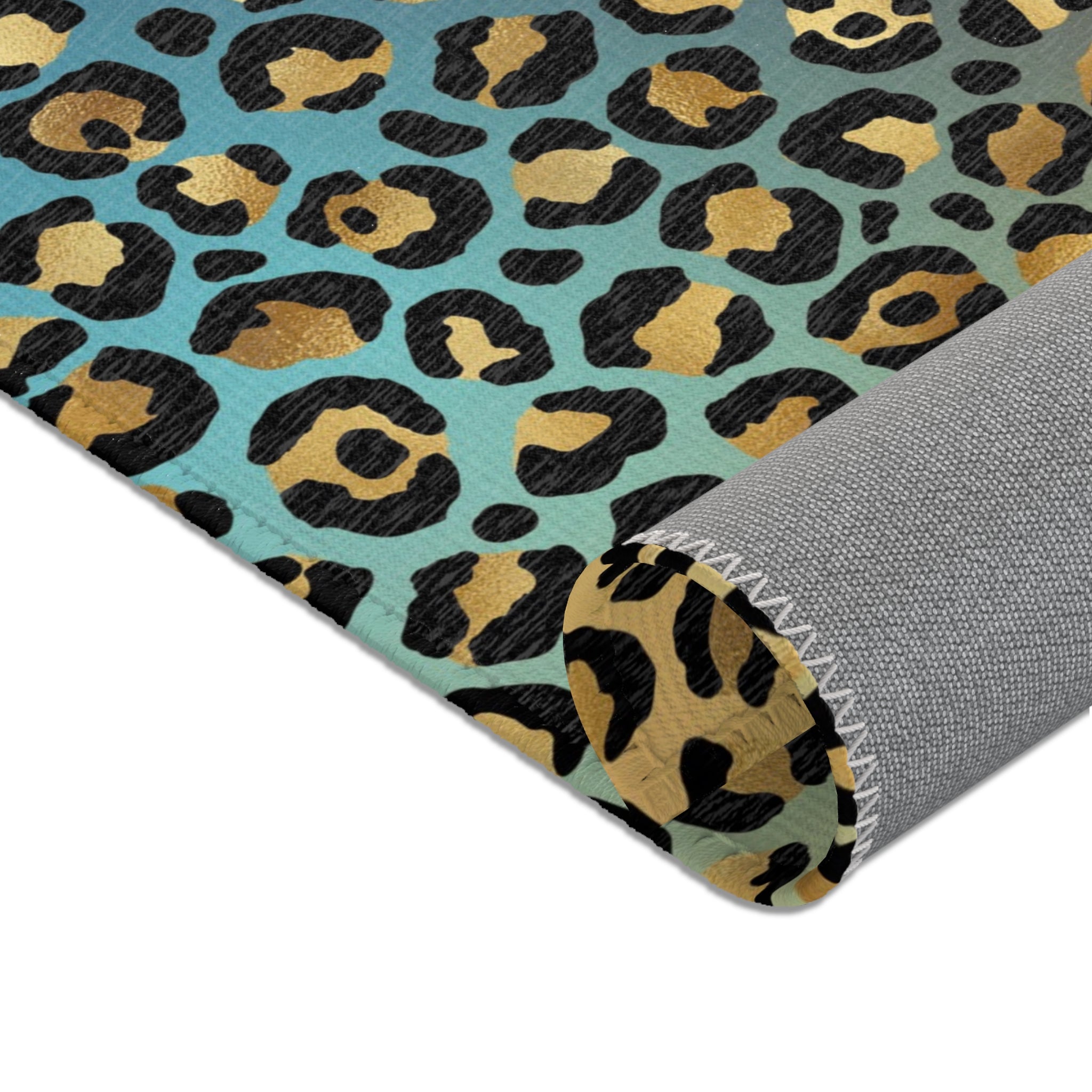 Large Area Rug | Colorful Purple, Black, Beige Leopard Animal Print
