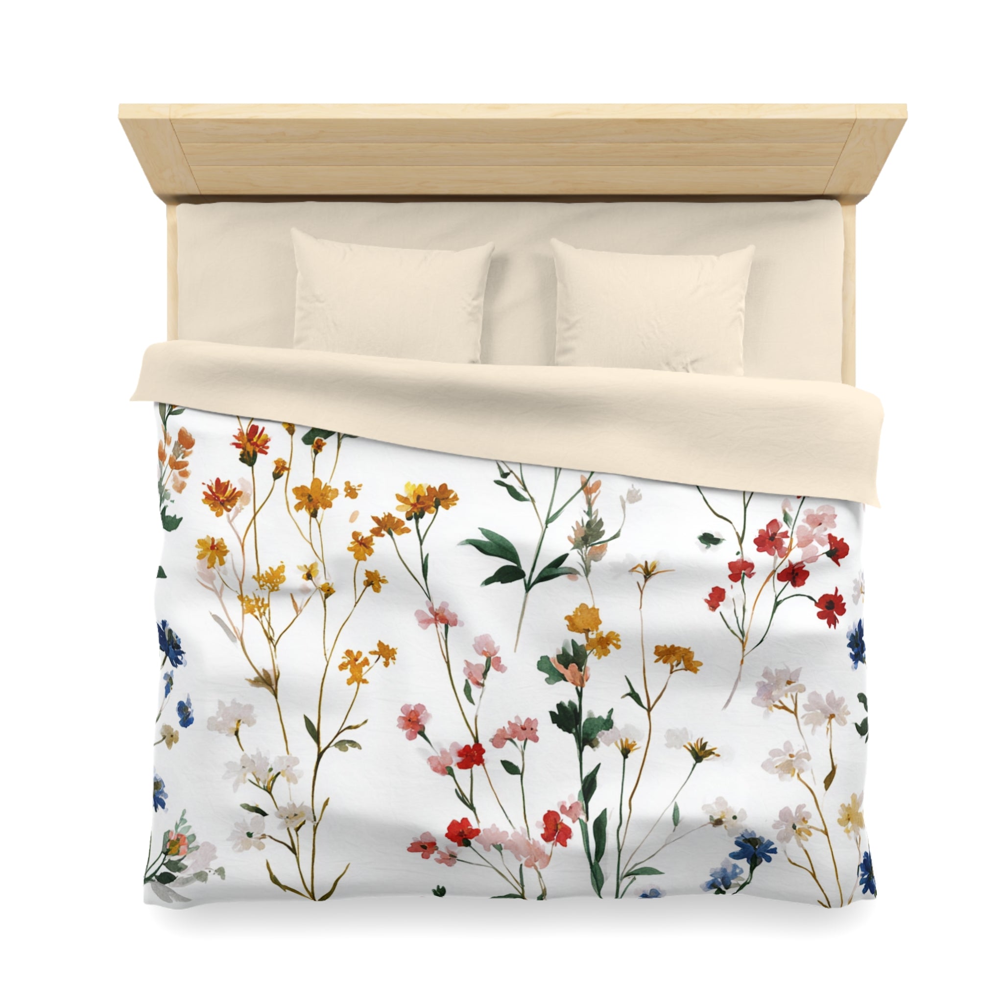 Floral Modern Duvet, Pillow Cover | White Pink Bedroom Decor