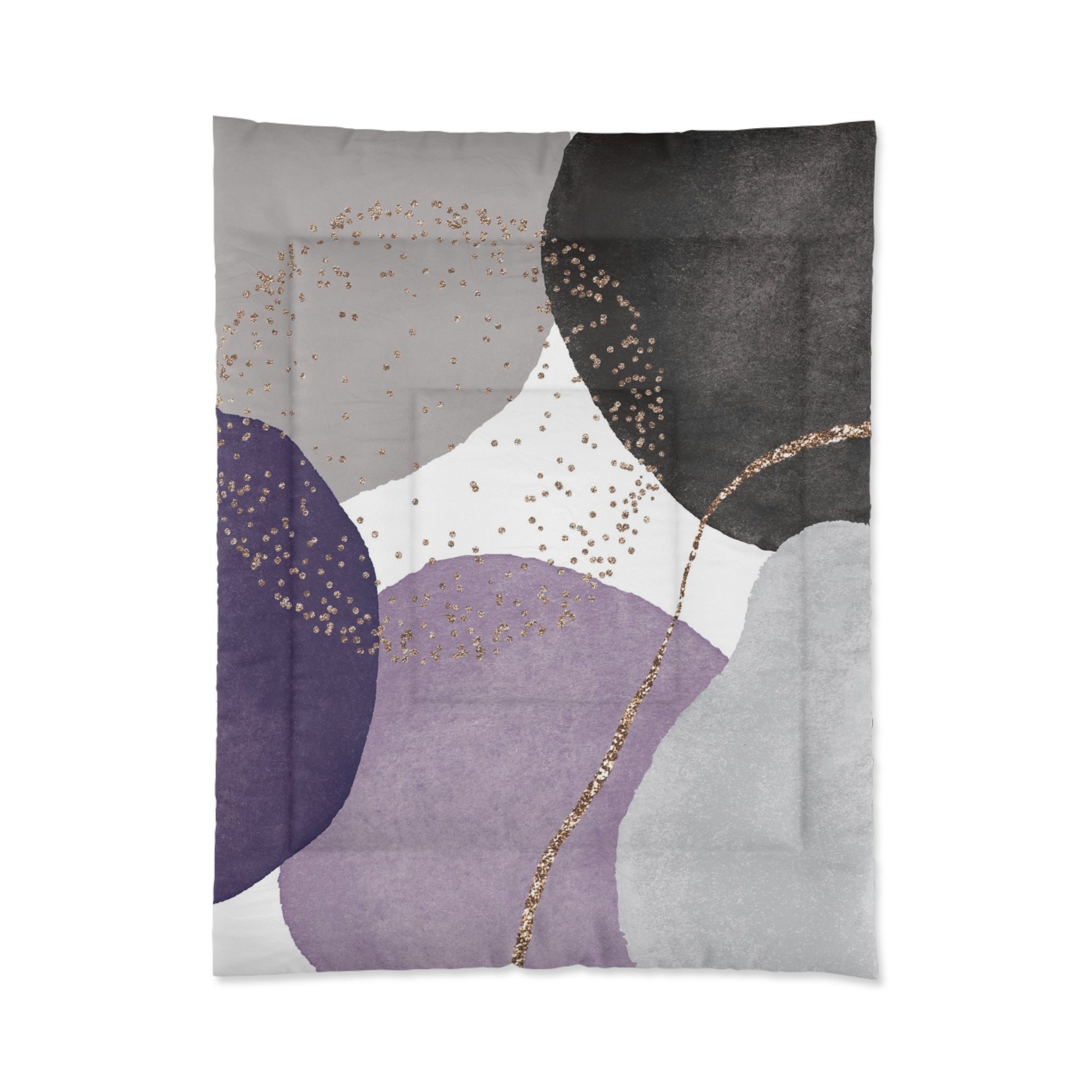 Abstract Bedding Comforter | Modern Black Lavender Purple, Grey Bathroom