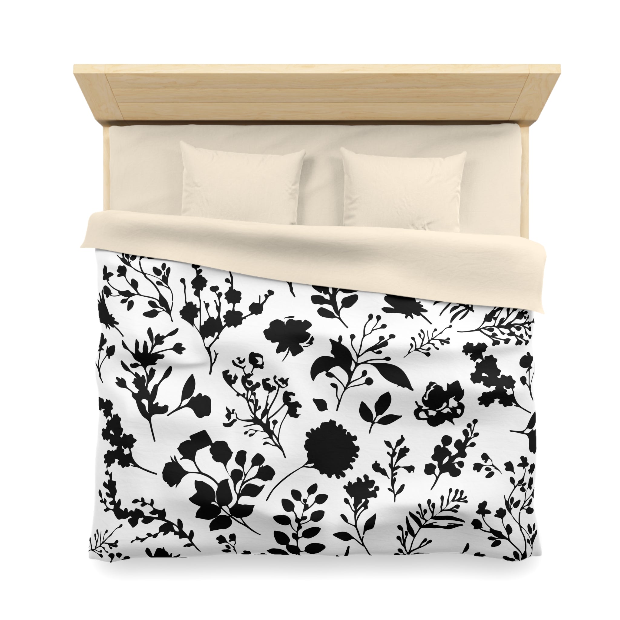 Floral Duvet Cover | White and Black Minimalist Bedding Boho Decor | Bedroom Decor