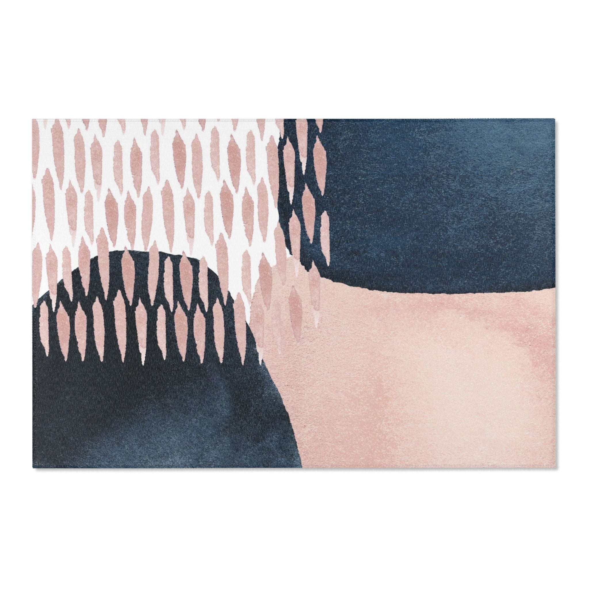 Abstract Area Rug | Navy Blue, Blush Pink Watercolor Artsy Rug