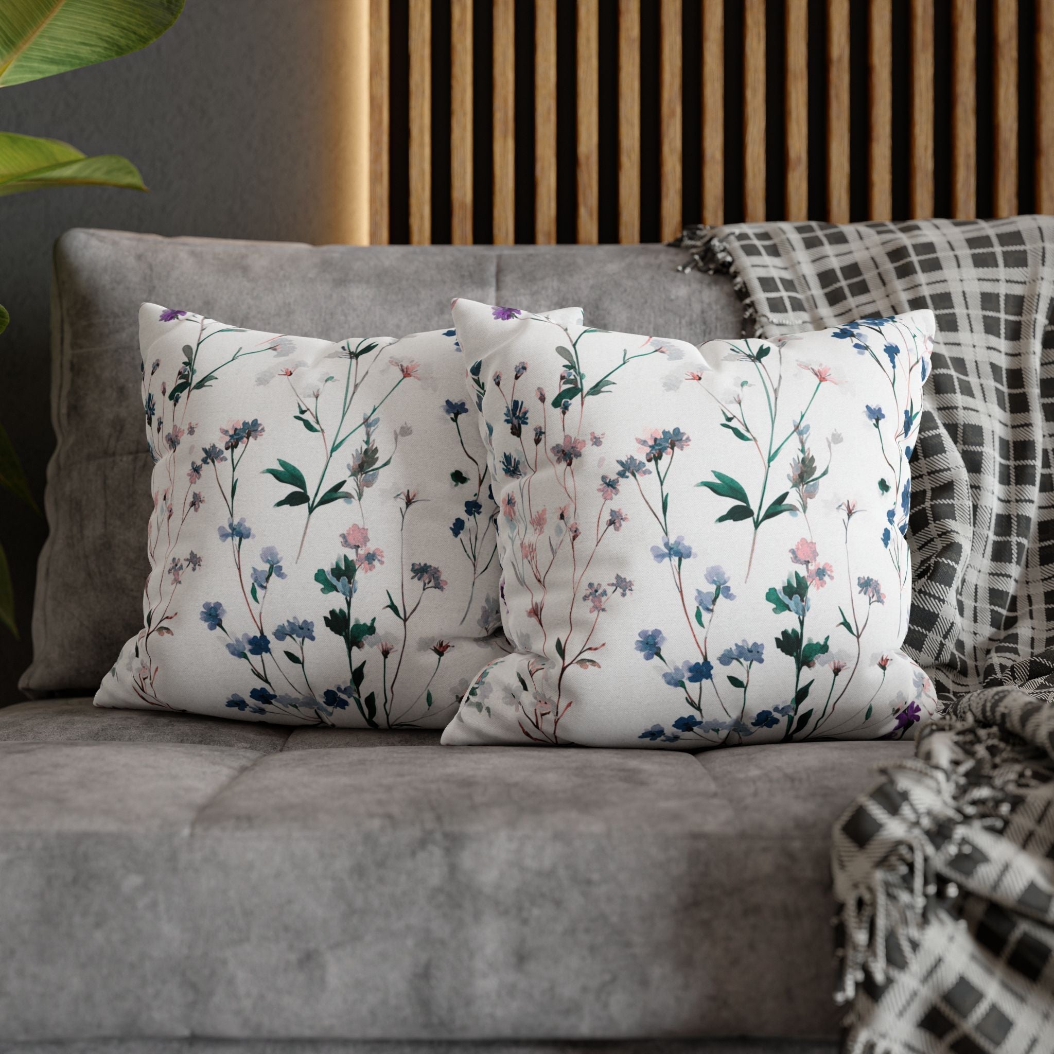 Floral Pillow Cover | Green Blush Watercolor Pillowcase