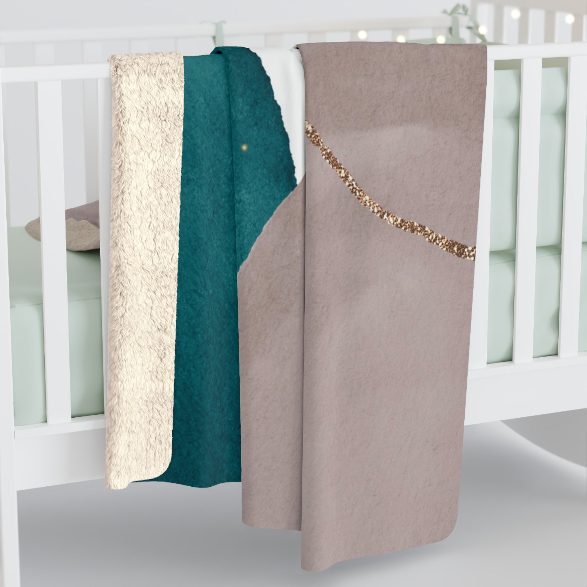 Abstract Throw Blanket | Taupe Green, Teal Blue Taupe