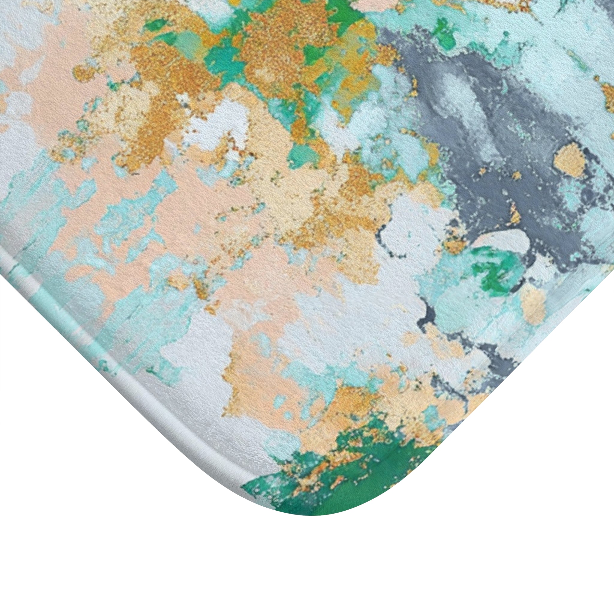 Abstract Bath Mat | Kitchen Mat, Aesthetic Mirrored Art, Blue, Blush, Green