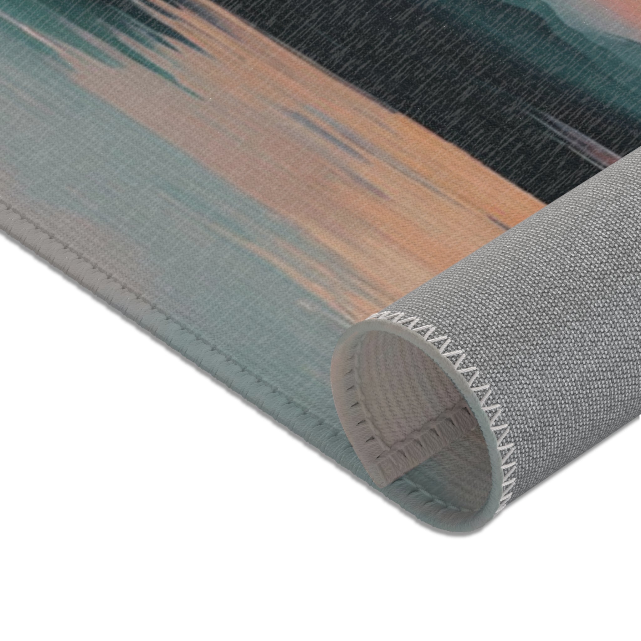 Abstract Large Area Rug | Modern Rug, Ocean Sunset, Teal Orange Sky