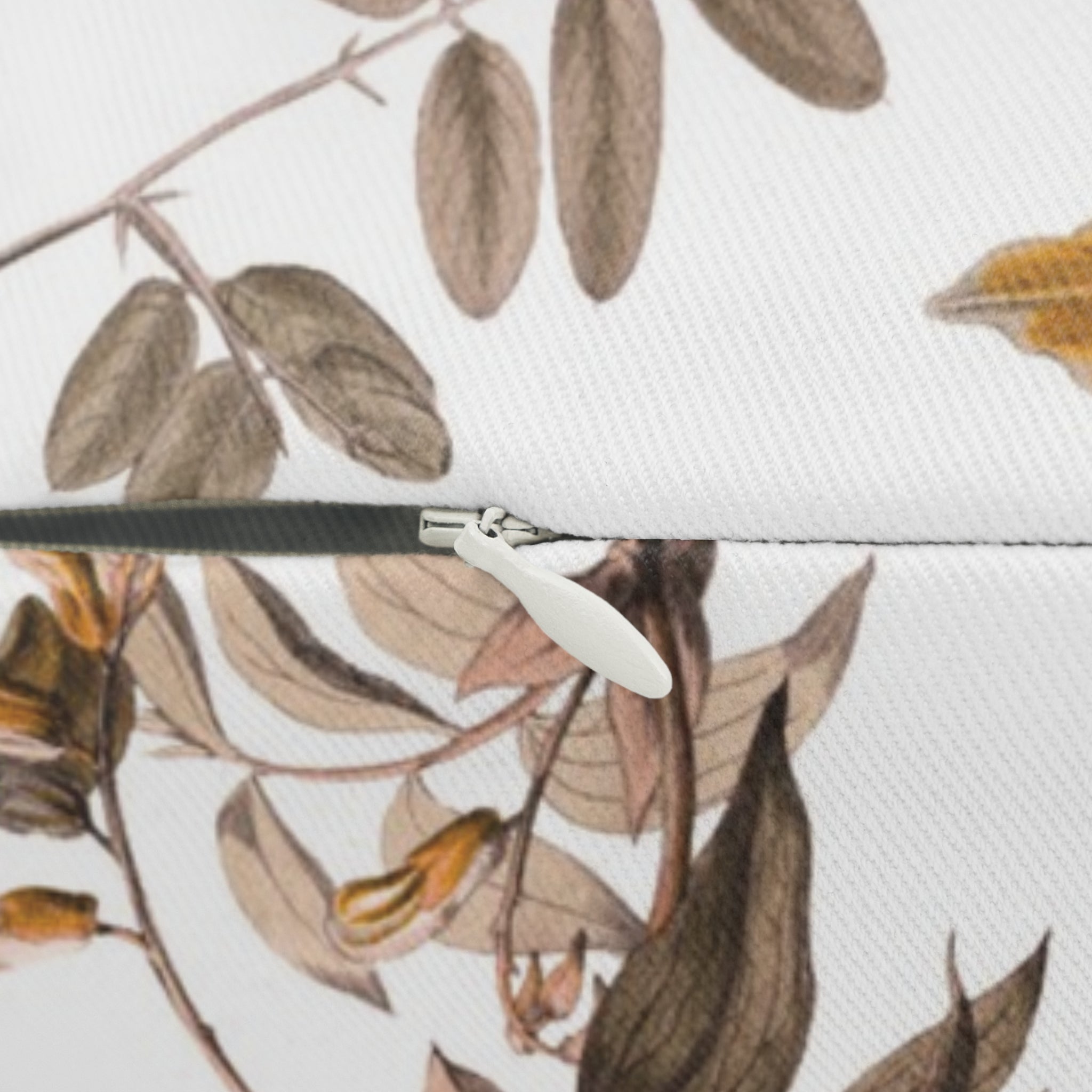 Tropical Floral Lumbar Pillow | Jungle Orchids White Yellow Orage Taupe