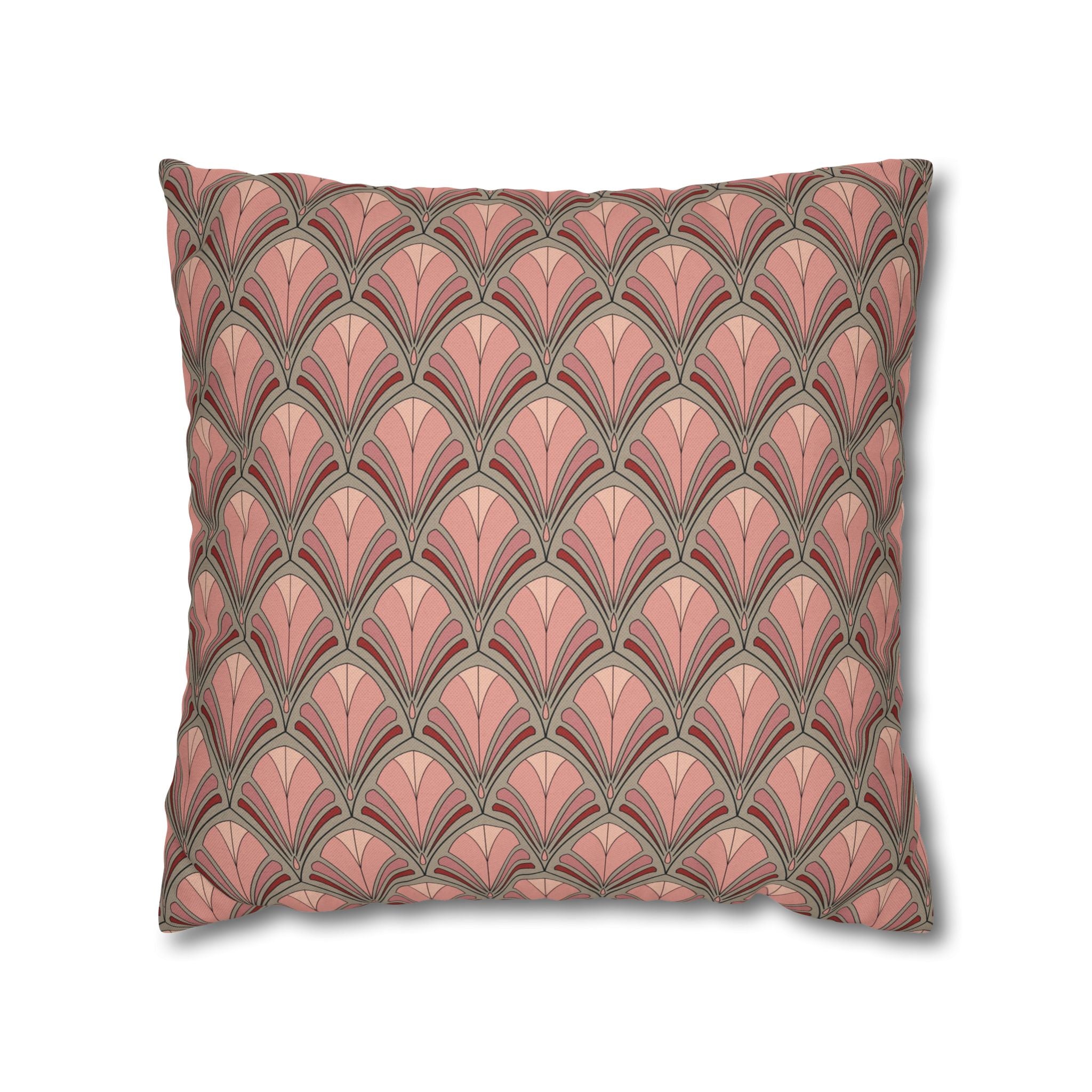 Art Deco Nouveau Pillow Cover | Dusty Pink Grey Red Minimalist Geometric