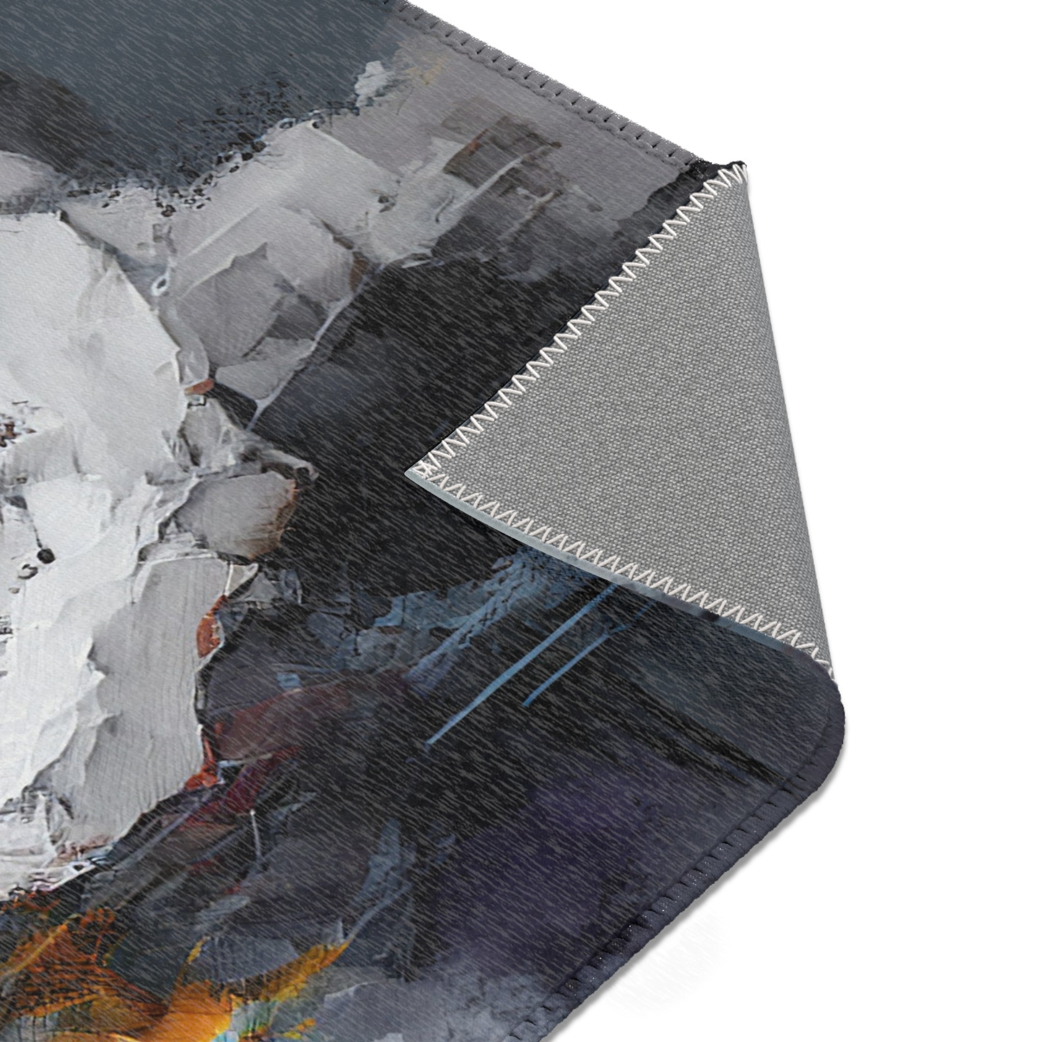 Abstract Large Area Rug | Navy White Grey