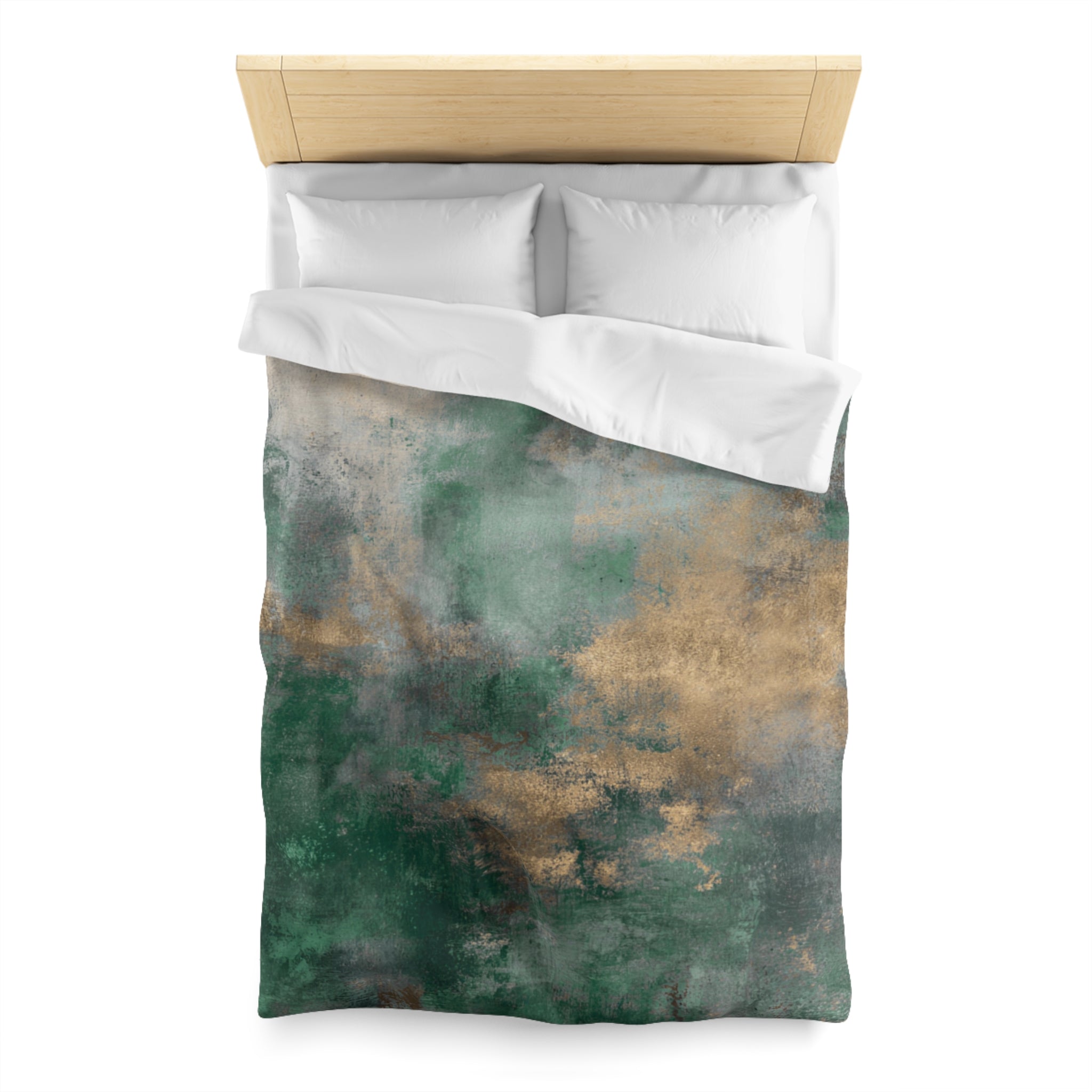 Abstract Duvet, Pillow Cover | Green Comforter, Modern Organic Bedroom Decor