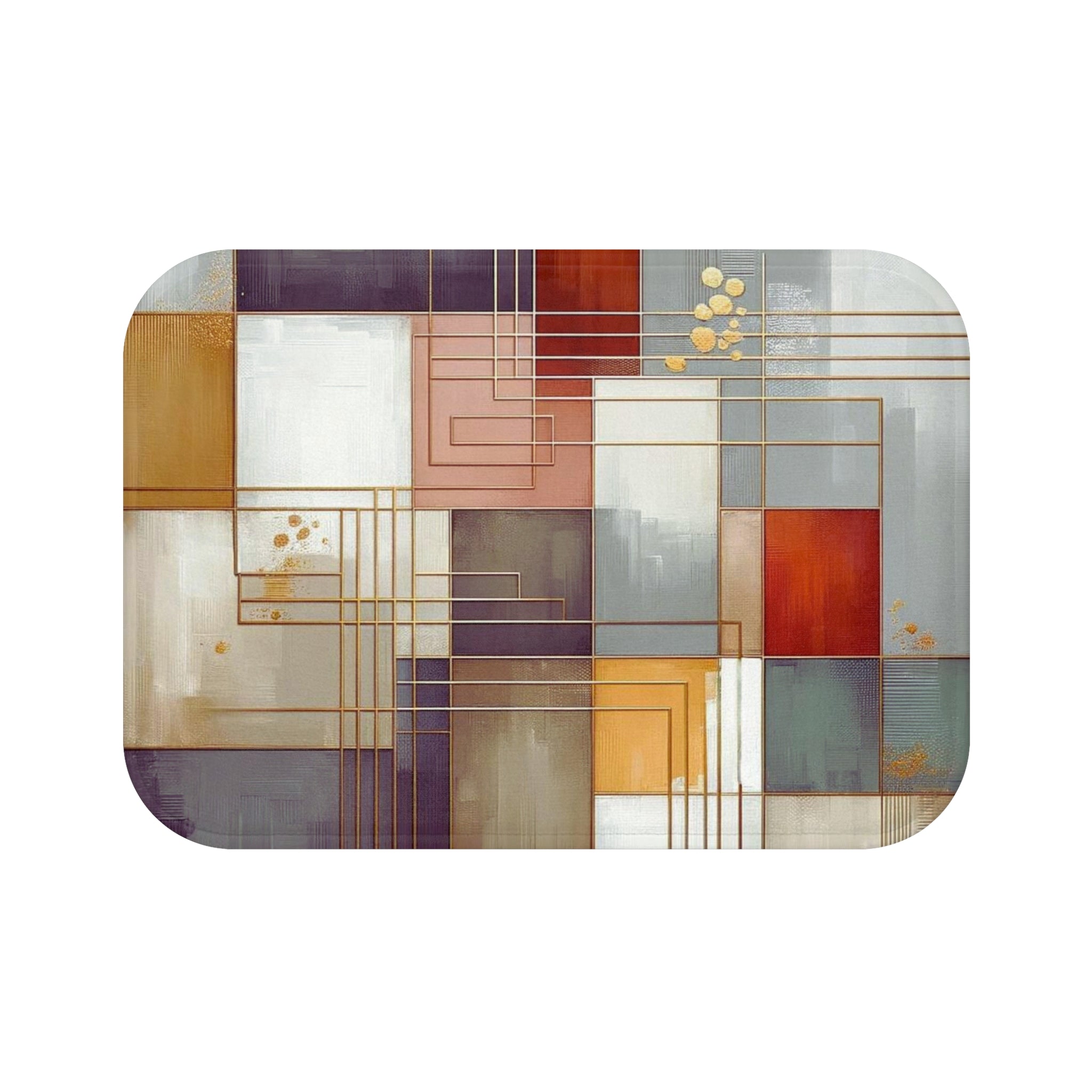 Abstract Bath Mat | Pastel Beige White Green Pink Kitchen Mat