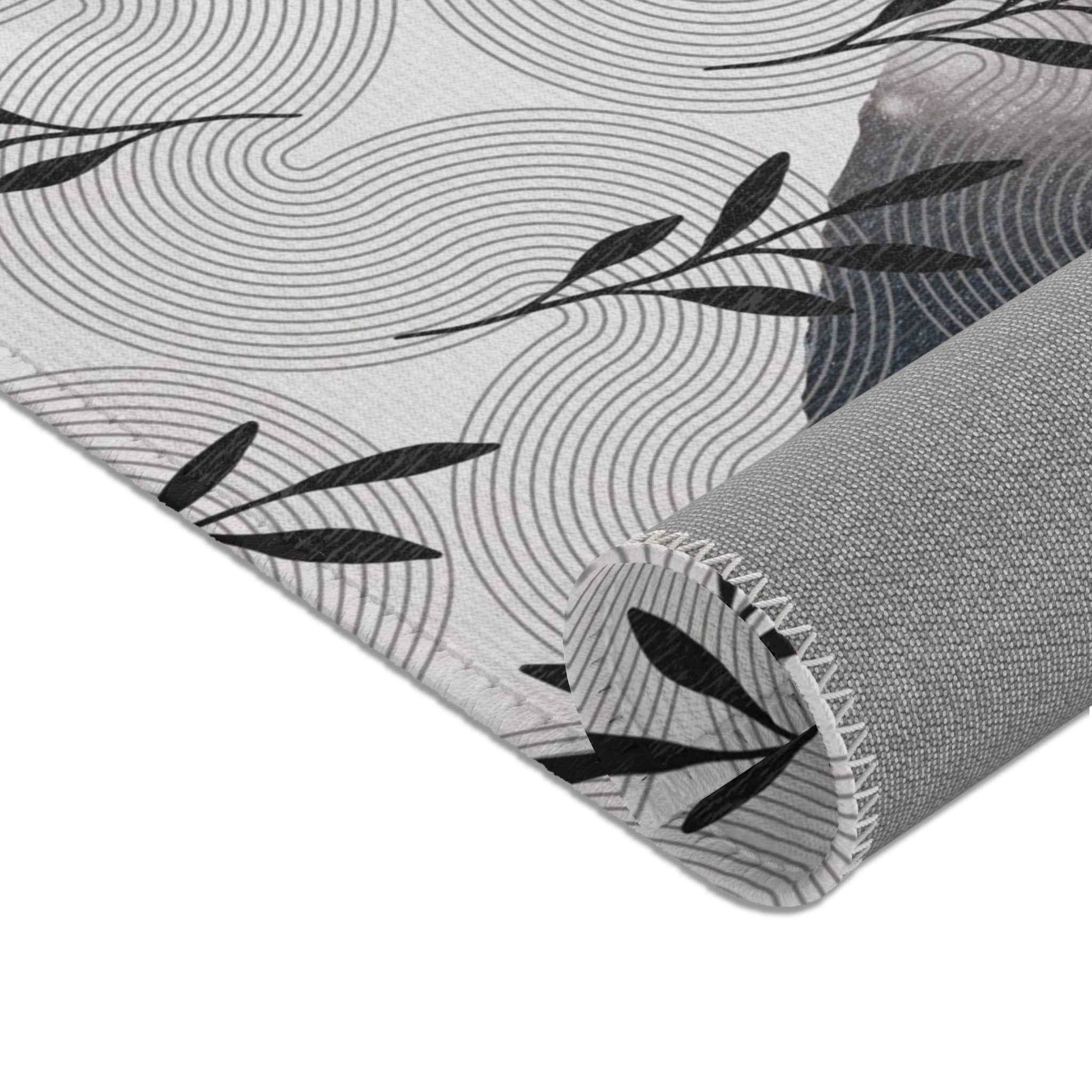 Abstract Area Rug | Floral Leaves Watercolor Artsy Rug