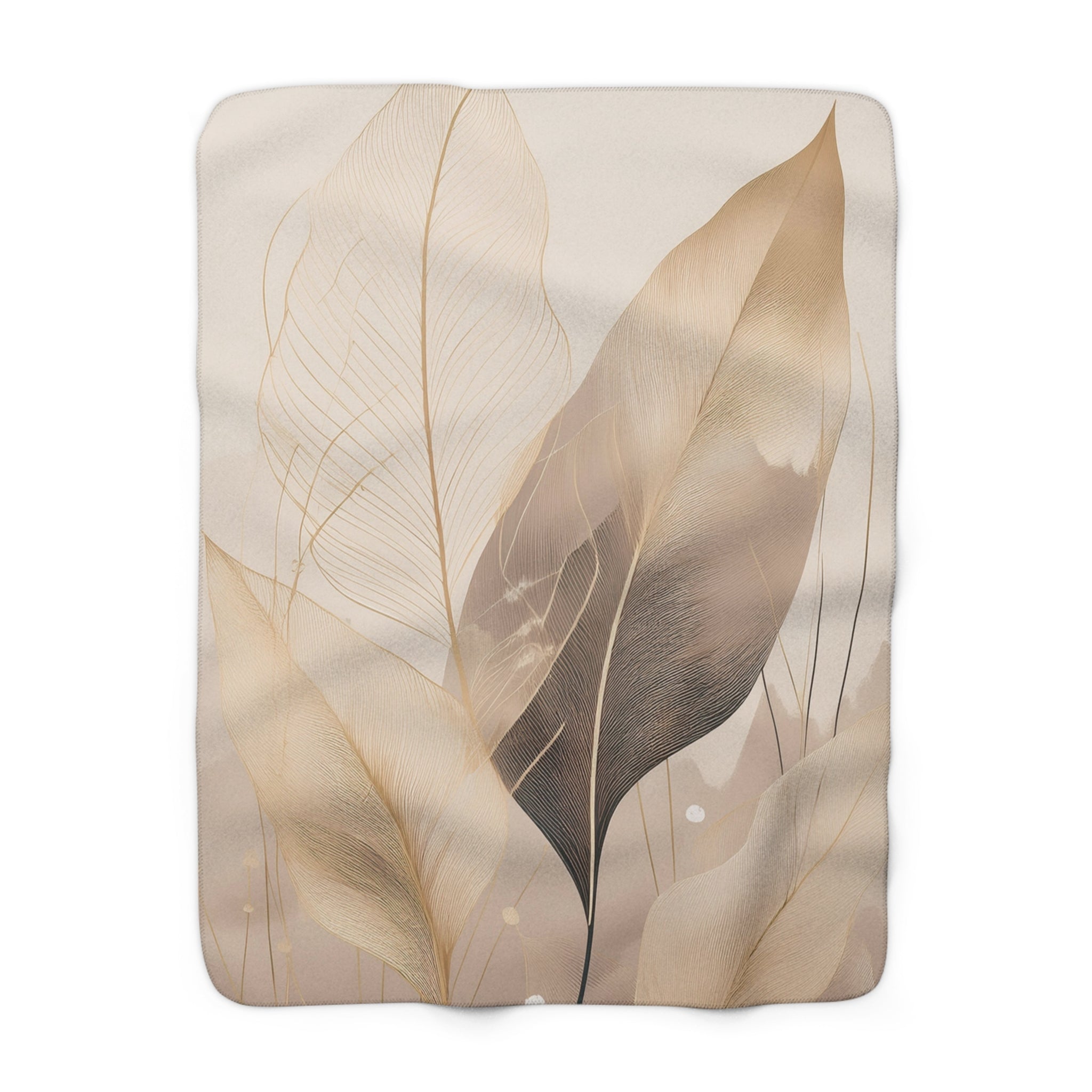 Floral Throw Blanket | Beige Brown Gold Leaves