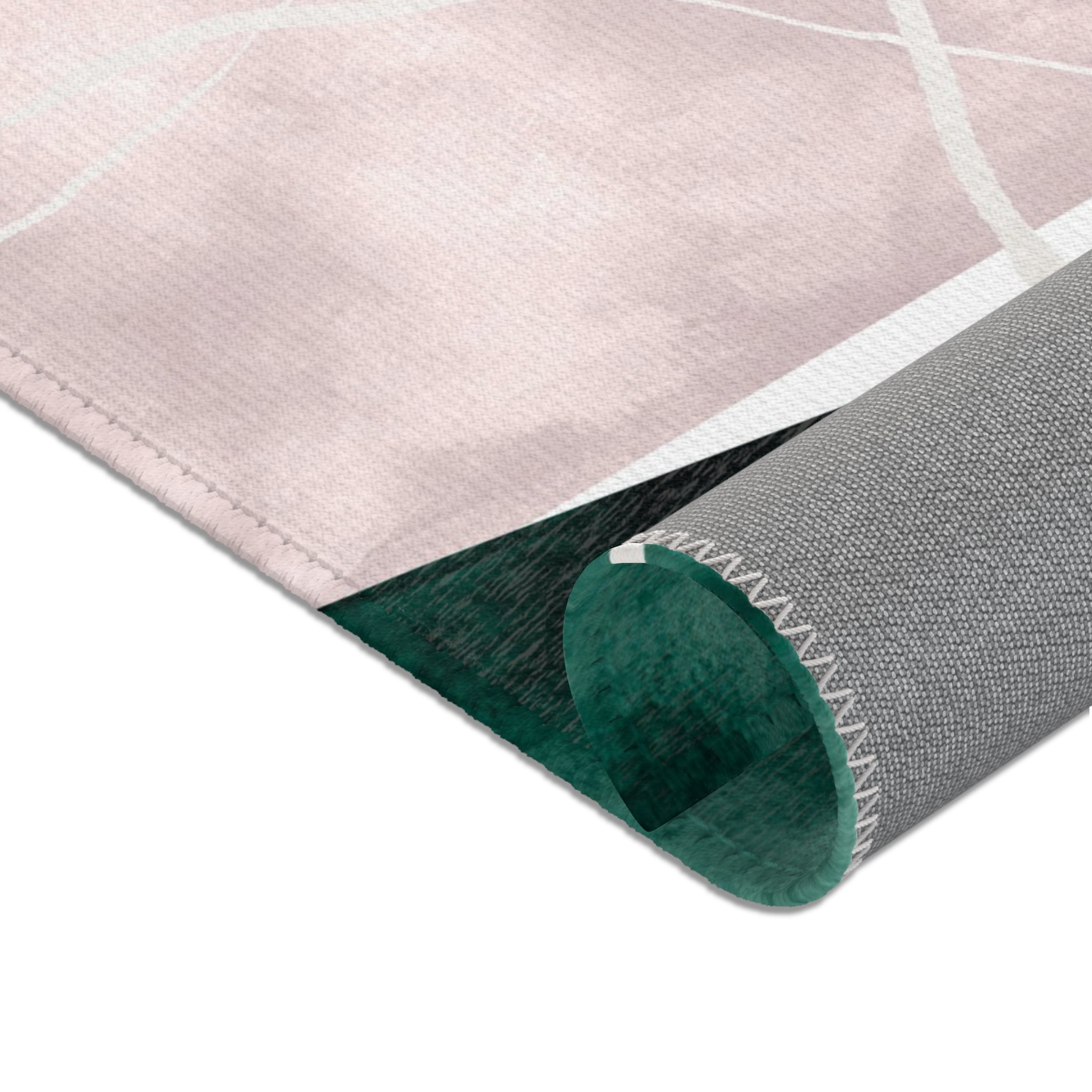 Abstract Area Rug | Geometric Watercolor, Green Blush White