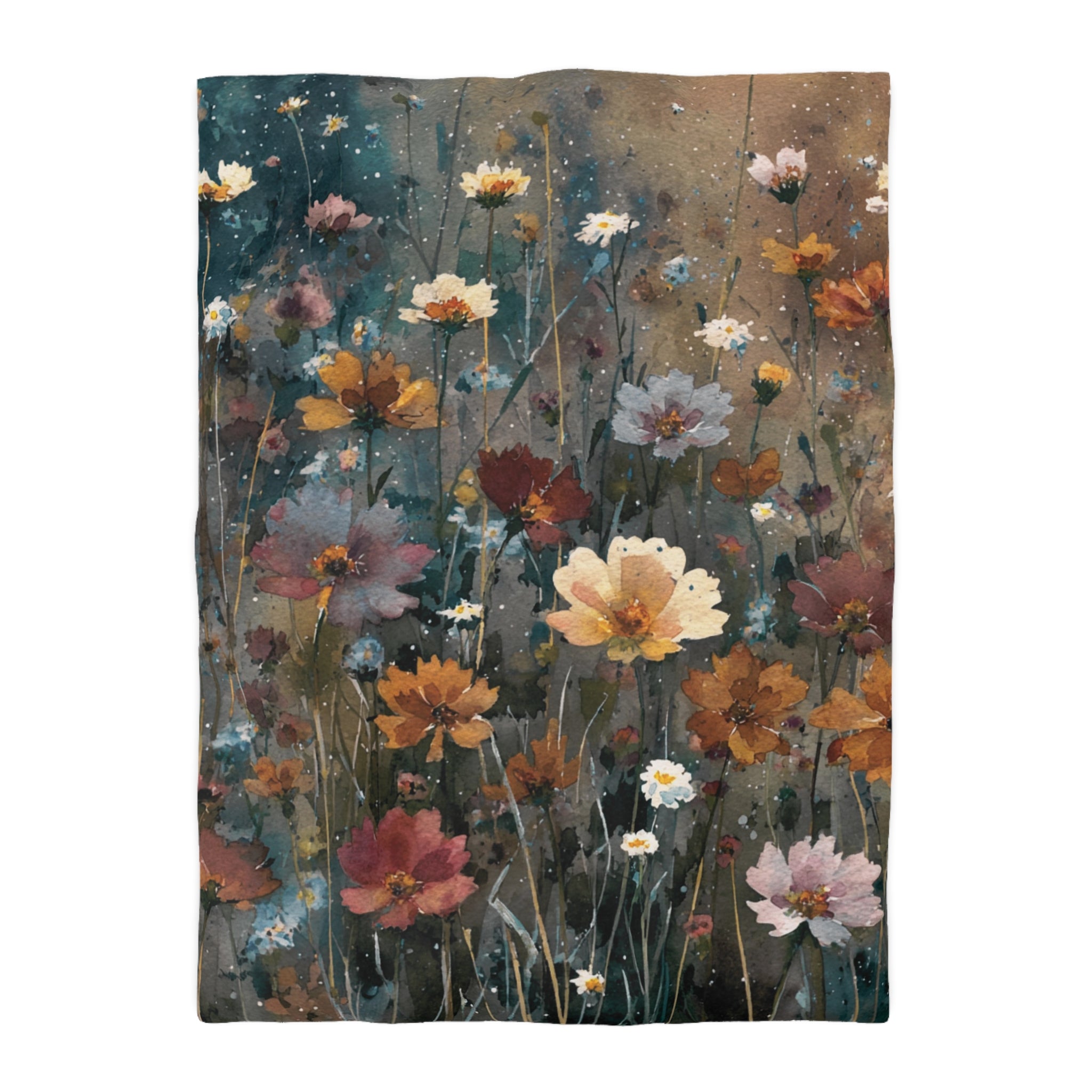 Floral Duvet, Pillow Cover | Teal Orange Bedroom Decor