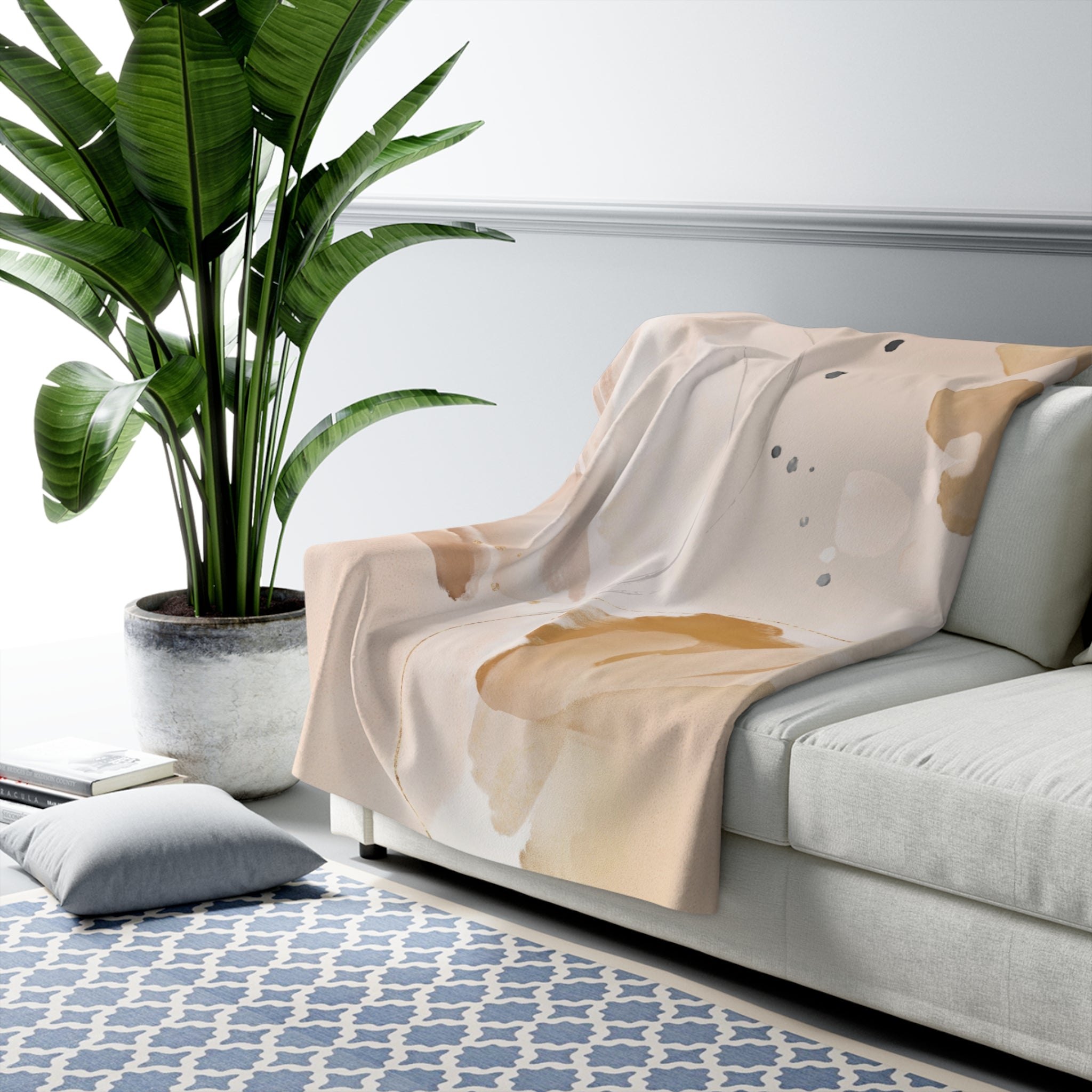 Abstract Throw Blanket | Beige Watercolor