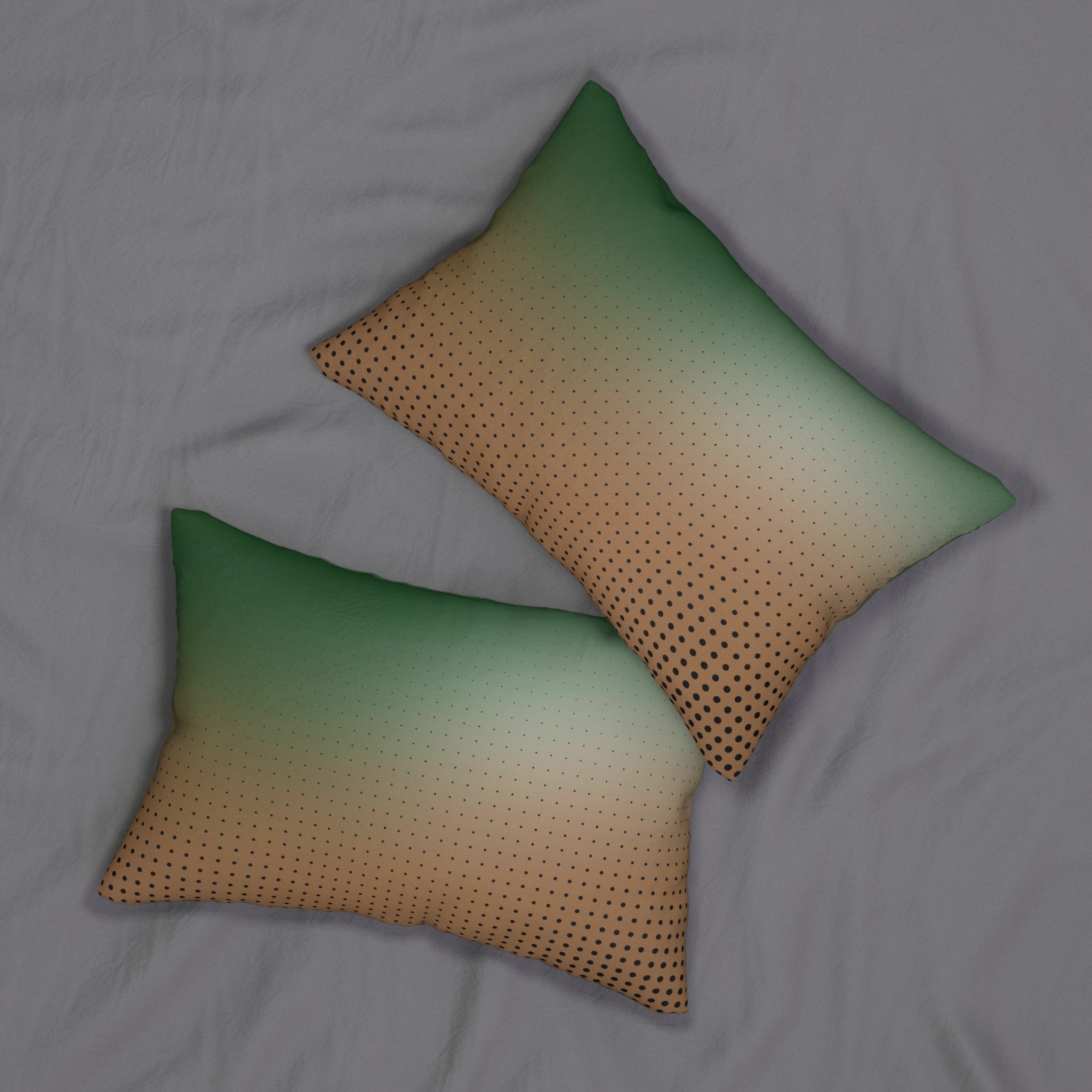 Abstract Lumbar Pillow | Green Beige Black Ombre