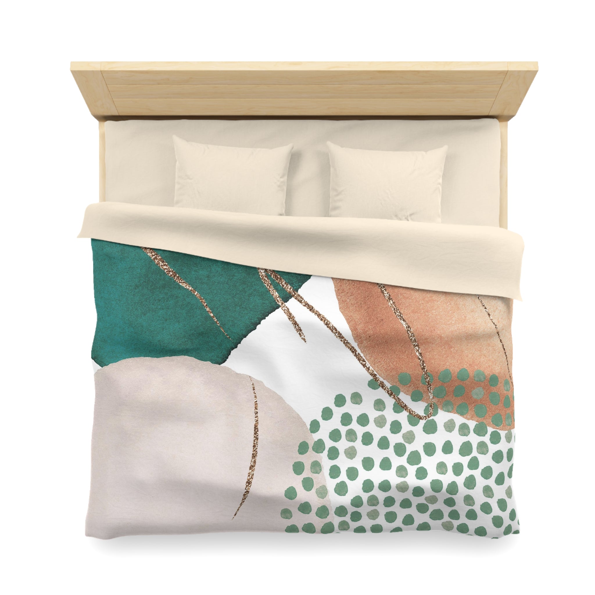 Abstract Duvet Cover | Green, Beige Blush | Bedroom Decor