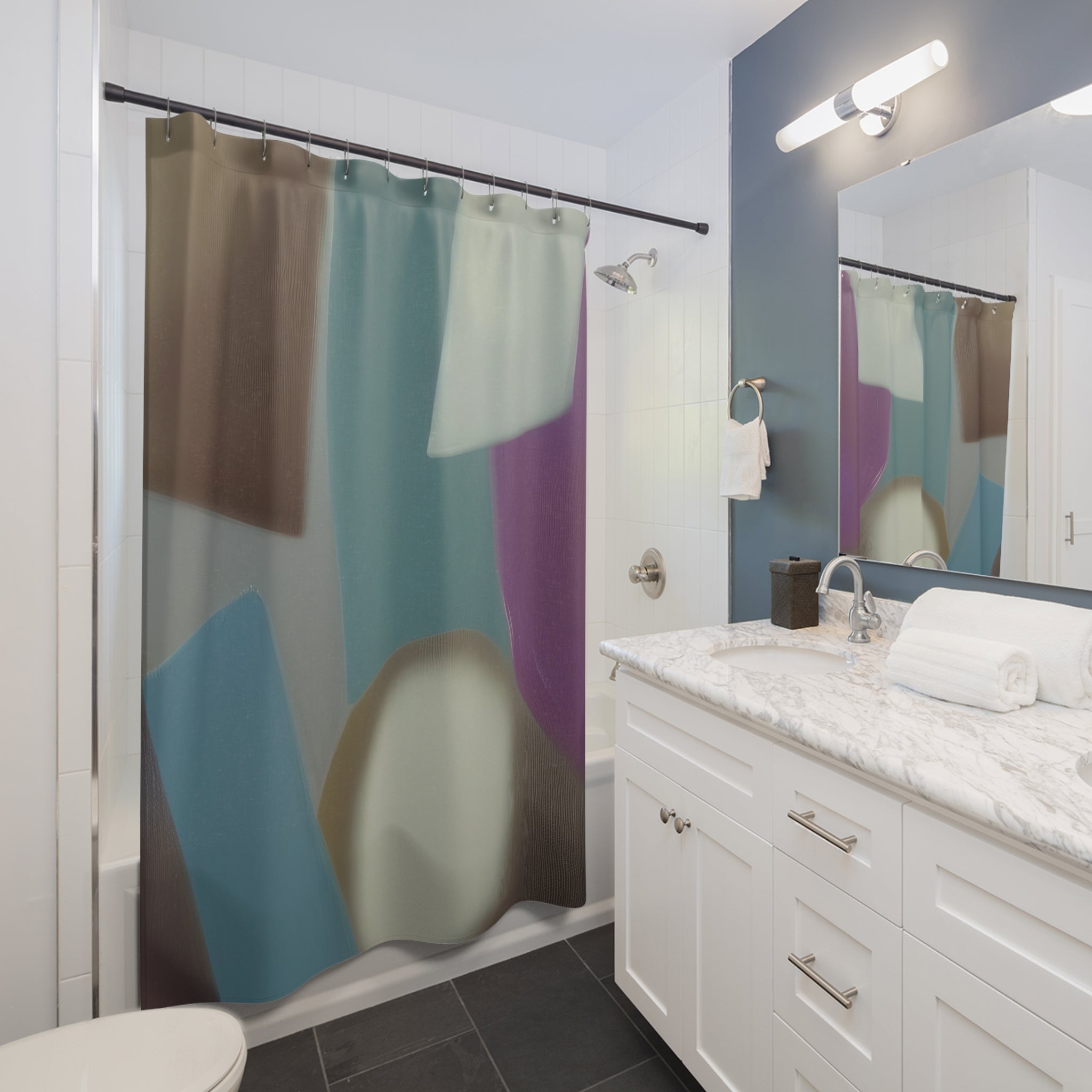 Boho Abstract Shower Curtain | Muted Colors Watercolor