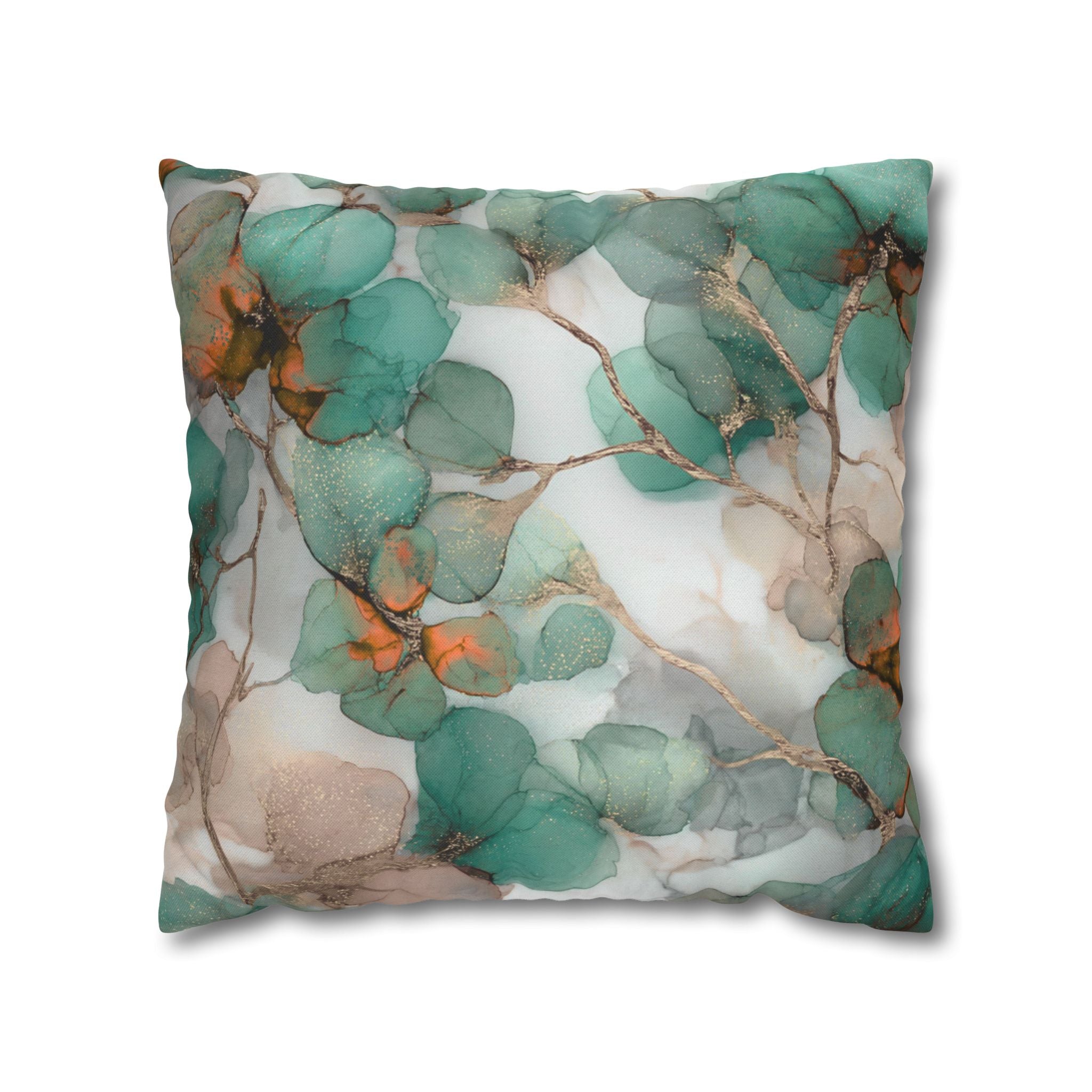 Floral Pillow Cover | Mint Green, Beige Watercolor Pillowcase