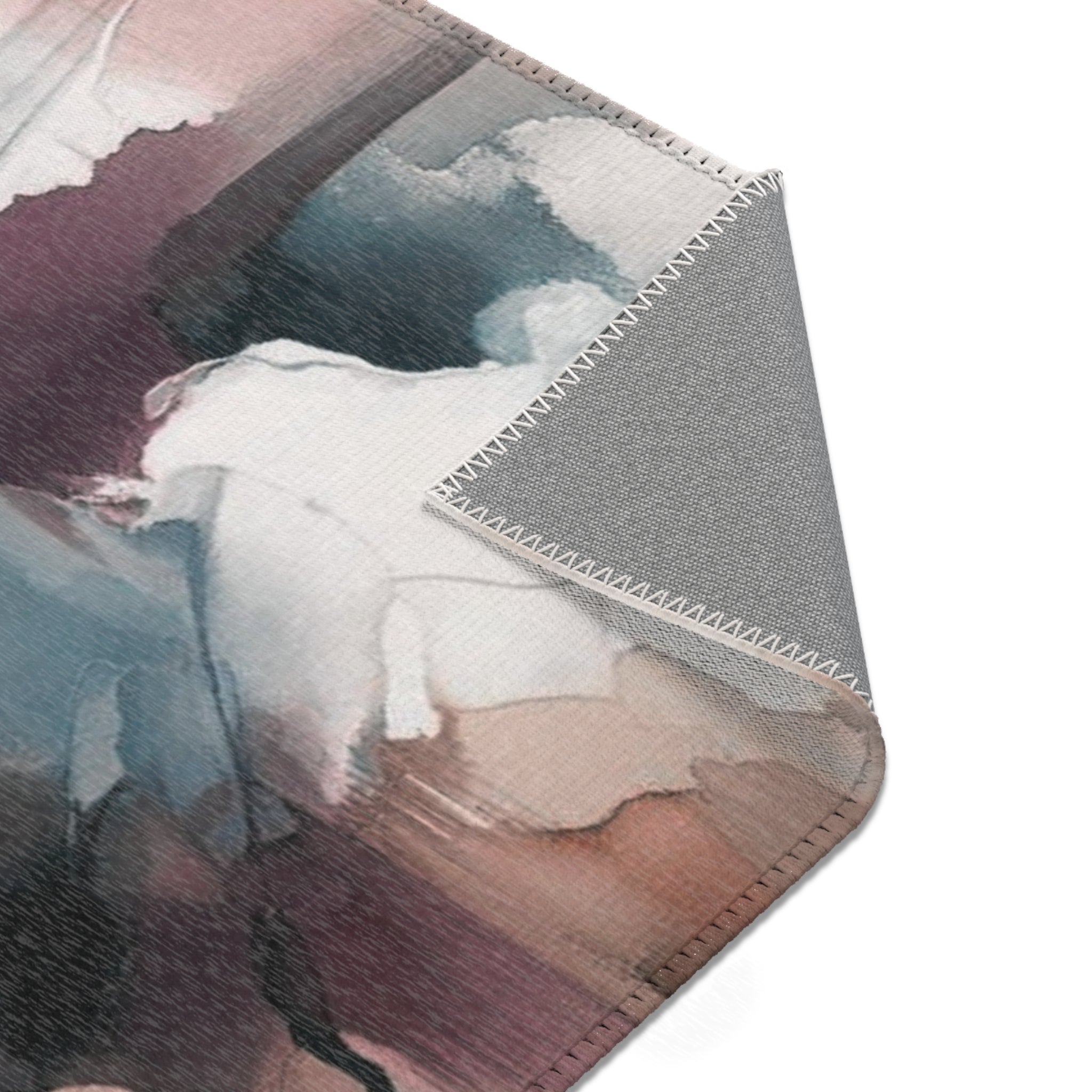 Abstract Large Area Rug | Navy Mauve Beige White