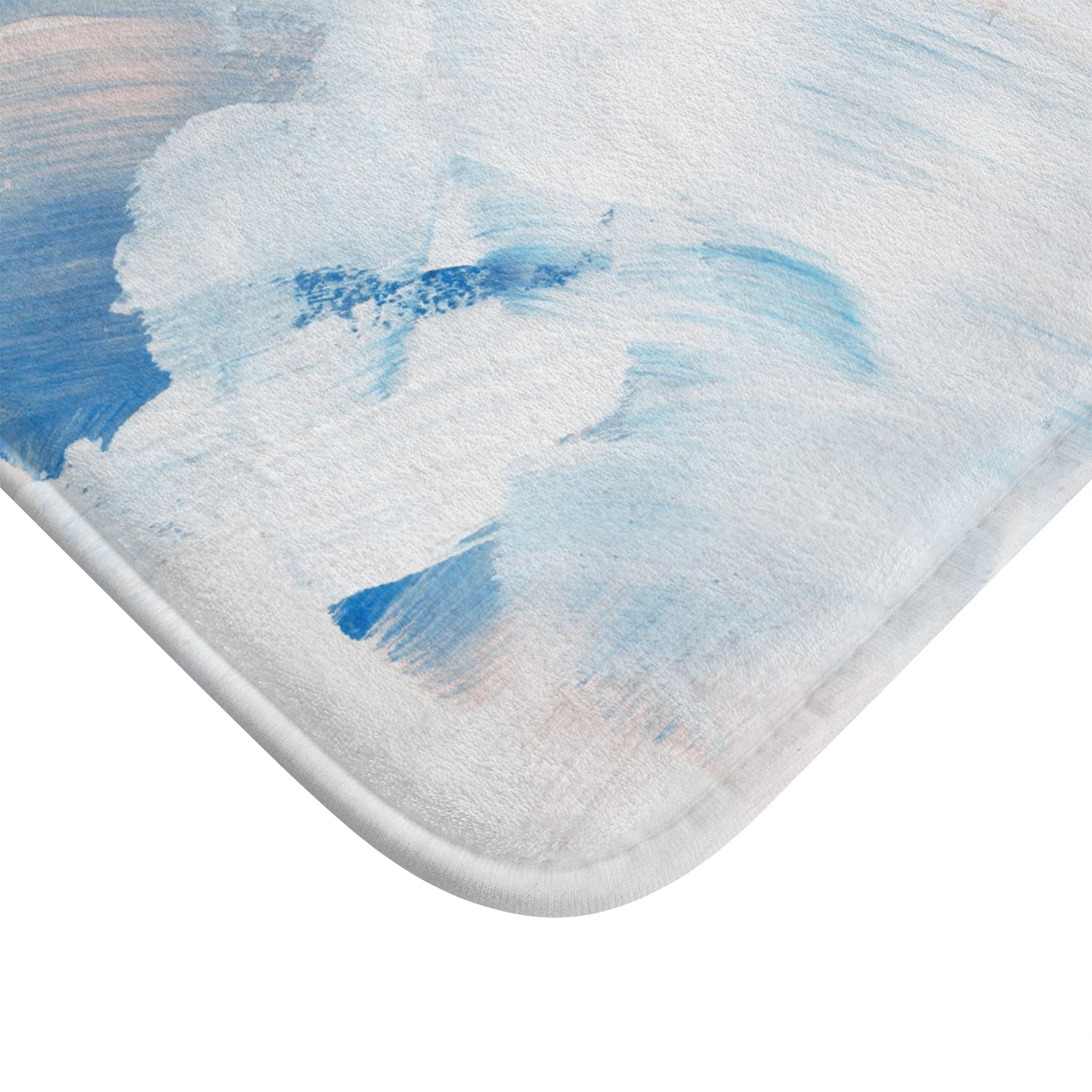 Abstract Bath Mat | Sky Ocean Blue Blush White Kitchen Mat