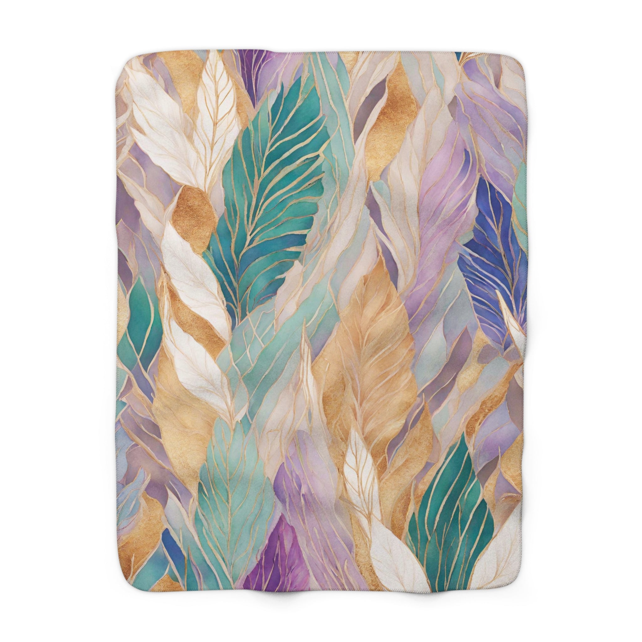 Floral Throw Blanket | Teal Green, Beige Lavender Pink