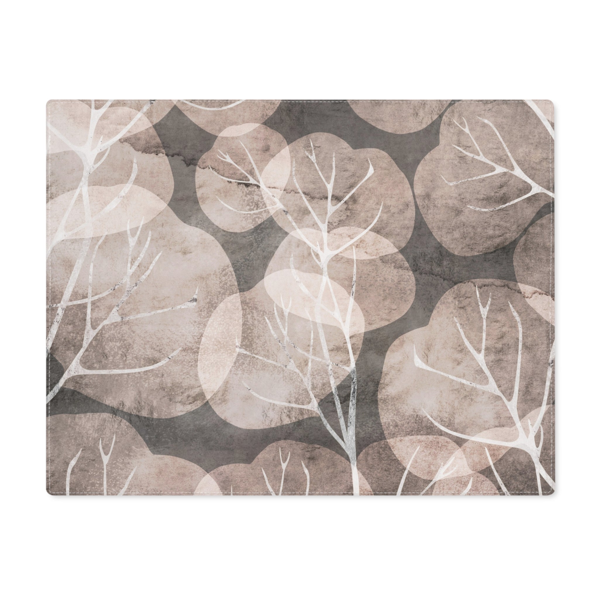 Placemat - Floral Dining Table Placemats, Watercolor Taupe White Leaves