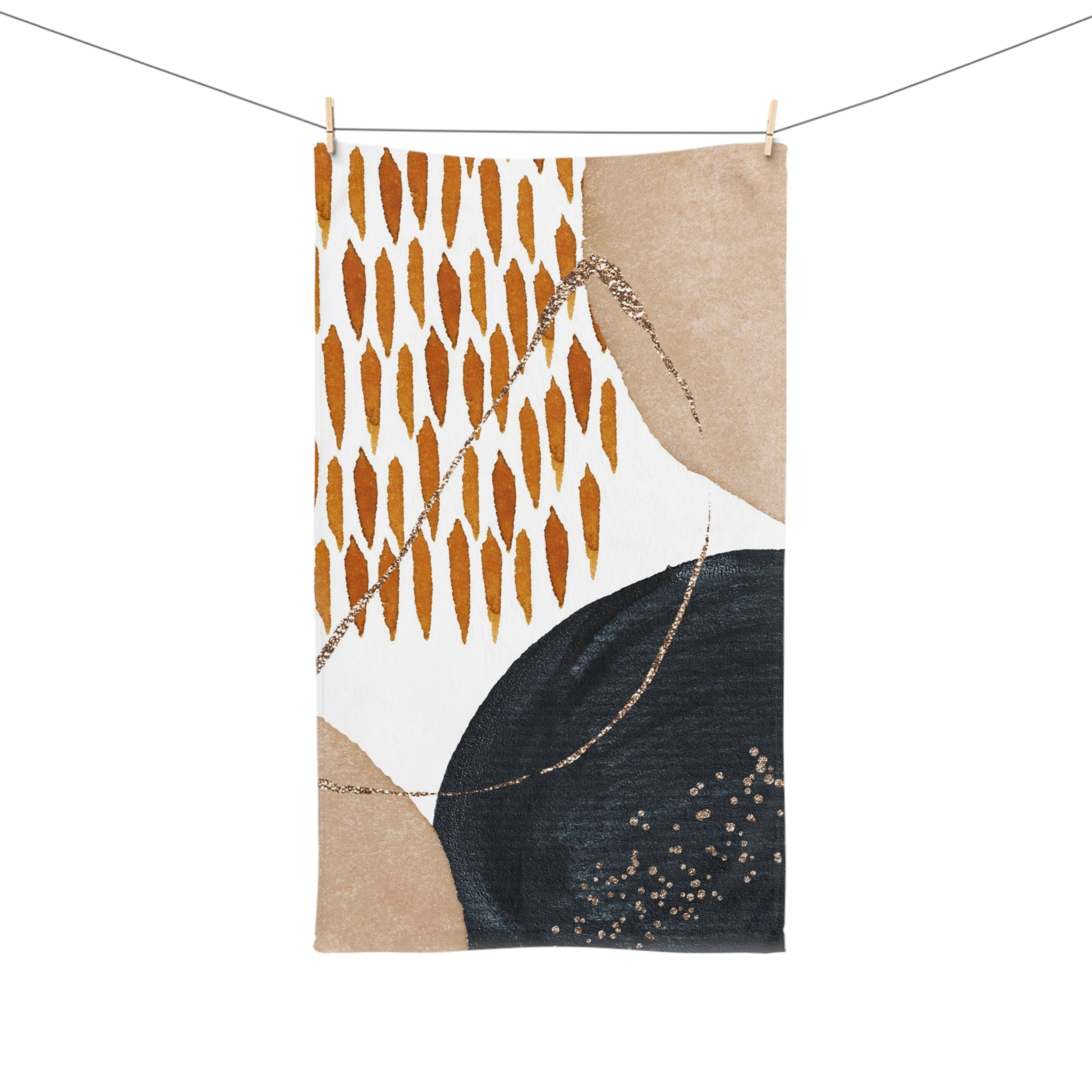 Abstract Kitchen, Bath Hand Towel | Beige Rust White